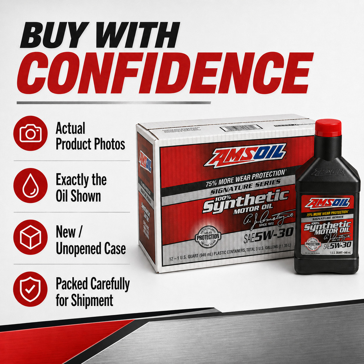 AMSOIL 5w-30 Signature Series Synthetic Motor OIL (1 Case, 12 quarts)