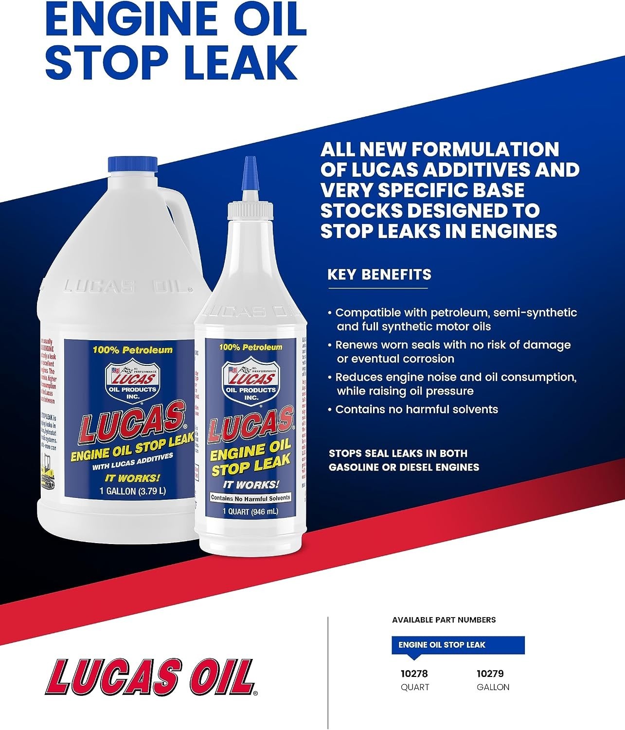 Lucas 10279 Engine Oil Stop Leak – 1 Gallon