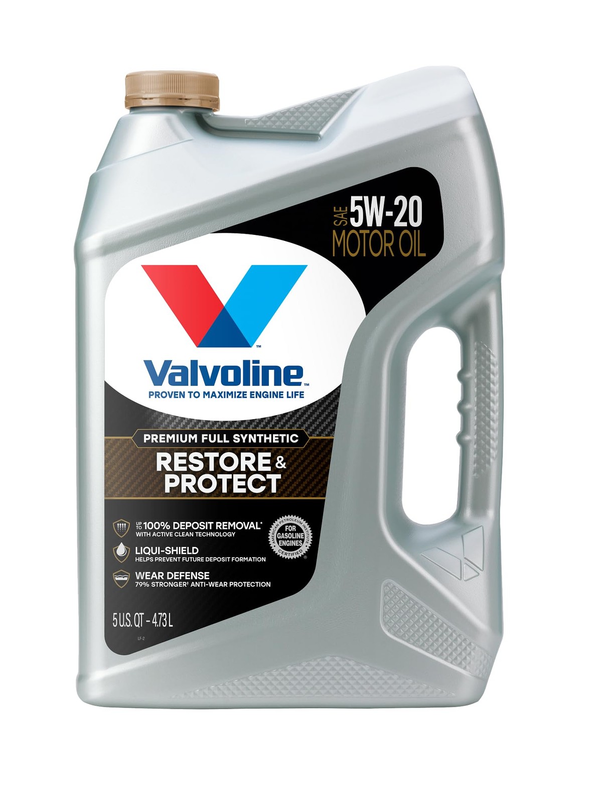 Valvoline Restore & Protect Full Synthetic 5W-20 Motor Oil 5 Quart 5 QT, Gold