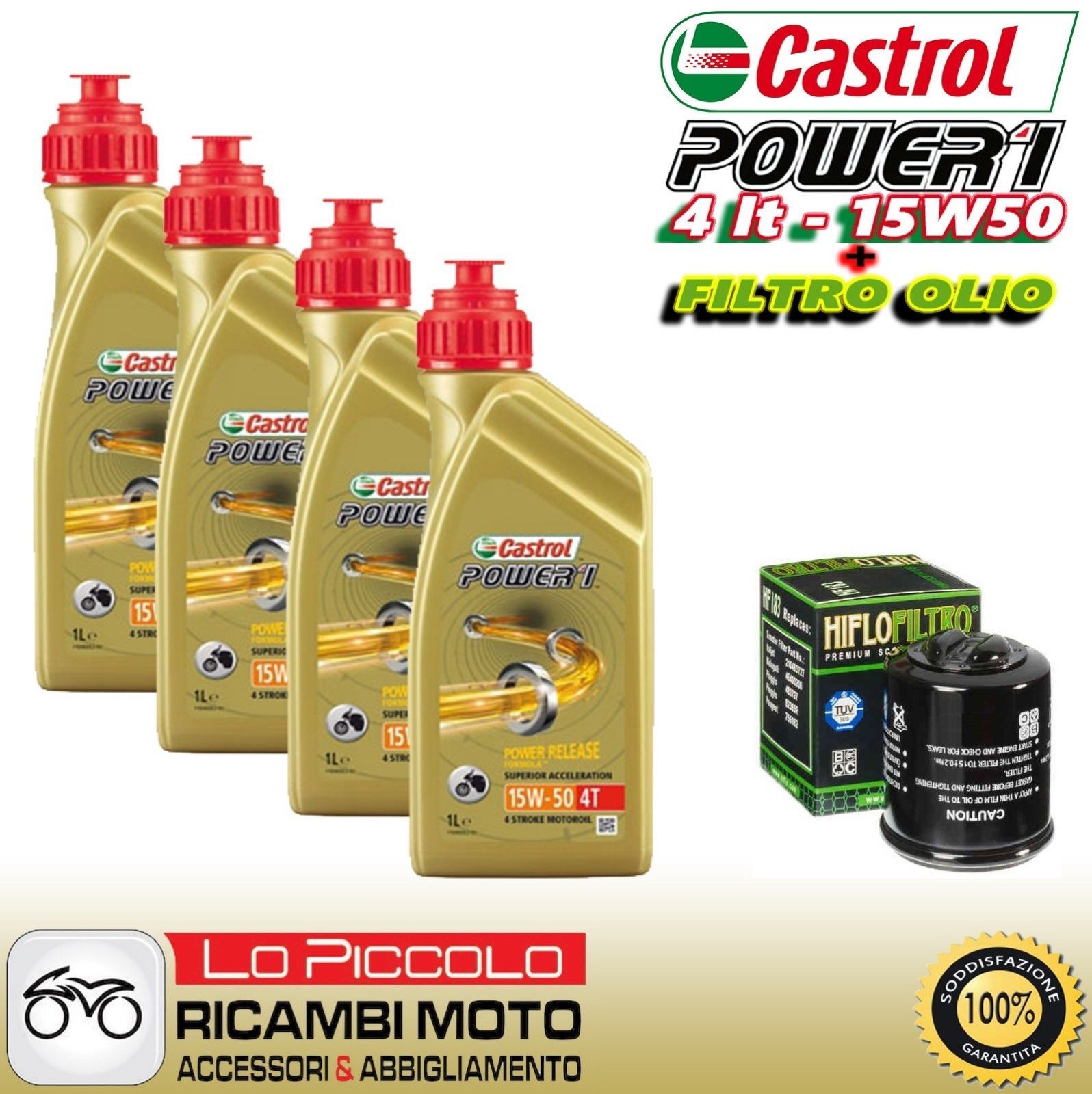 CUTTING KIT 4 LT OIL CASTROL POWER 1 15W50 + FILTER Yamaha FJR A 1300 2004