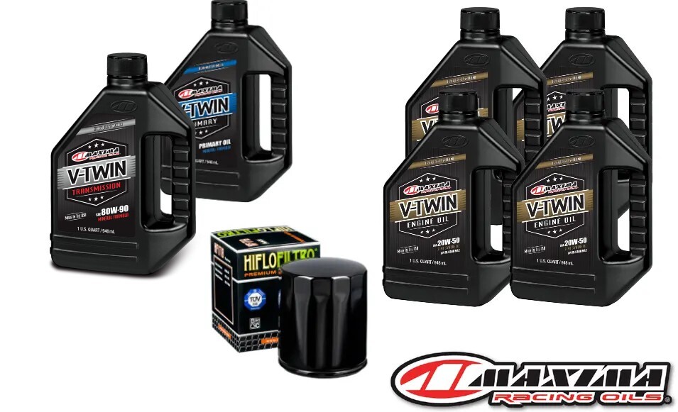 Maxima 20W50 Synthetic Blend 3 Hole Oil Change Kit Black Harley Twin Cam 1999-17
