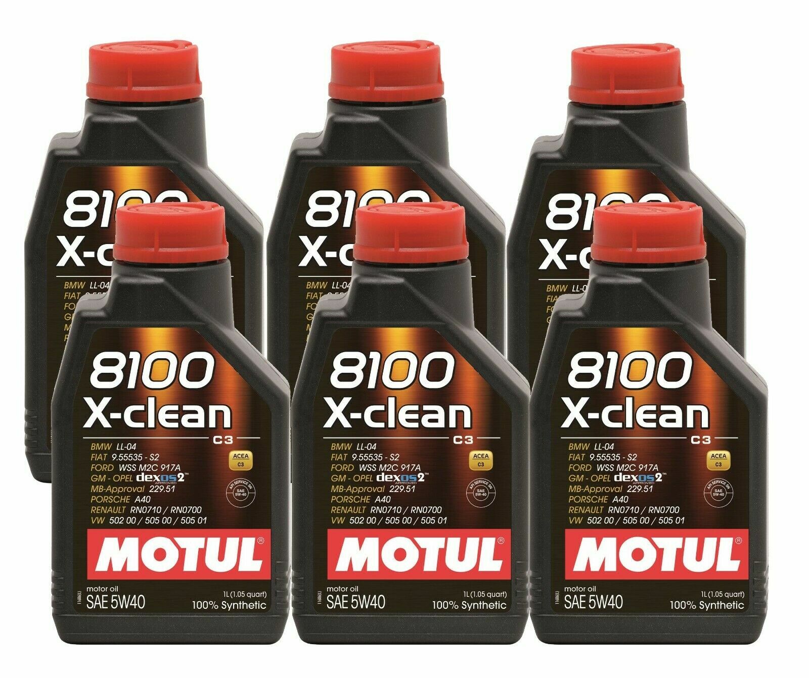 Motul 8100 X-CLEAN 5W40 – 6L – Fully Synthetic Engine Motor Oil (6 x 1L)