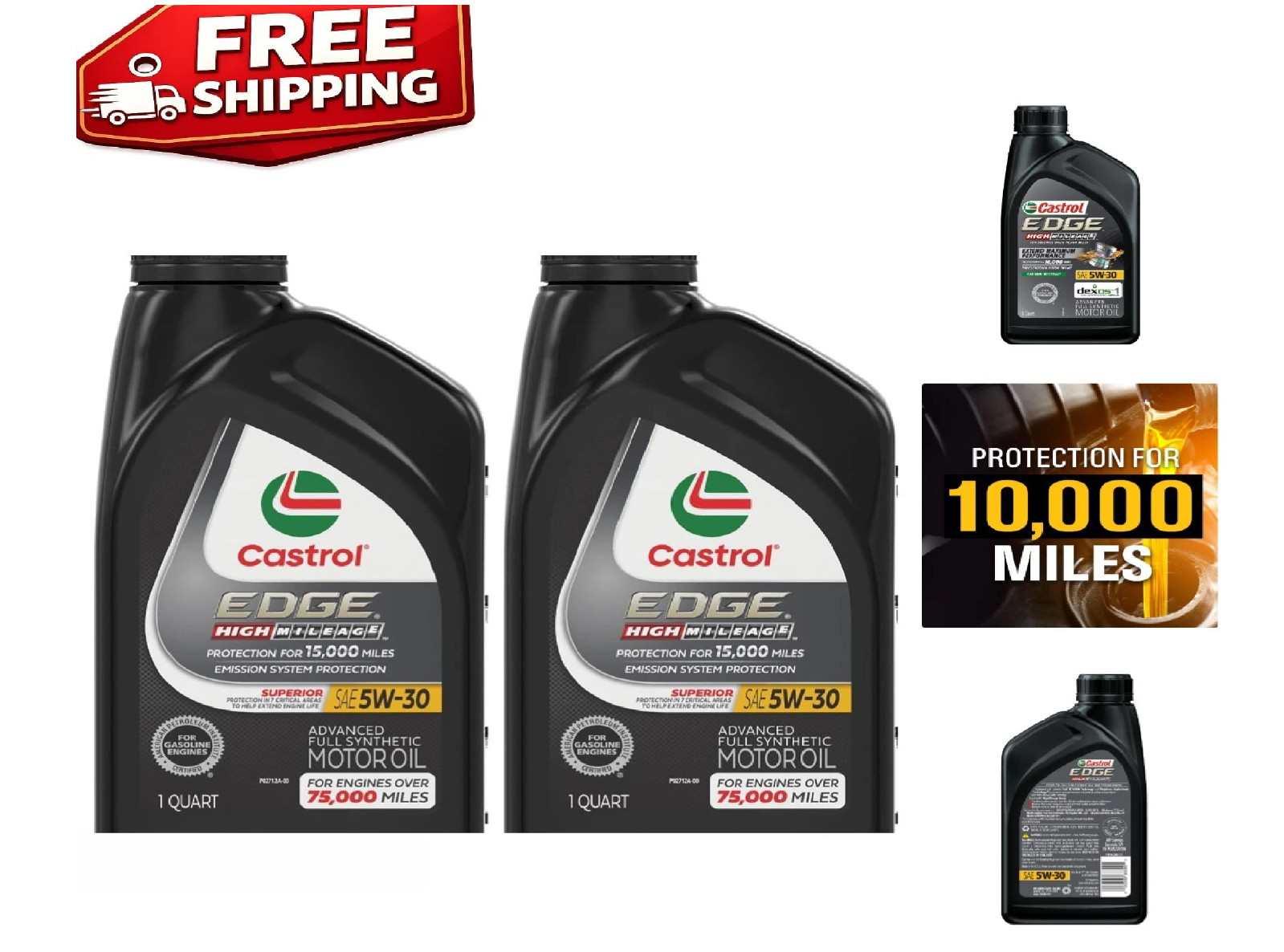 Edge 5W-30 Full Synthetic Motor Oil, 2 Pack – Universal Fit and High Mileage