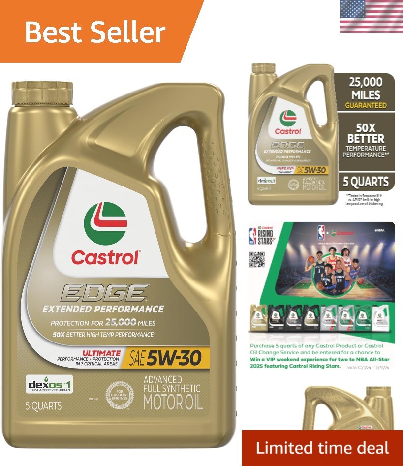 Edge 5W-30 Synthetic Motor Oil in 5 Quart Jug – Long Lasting Protection