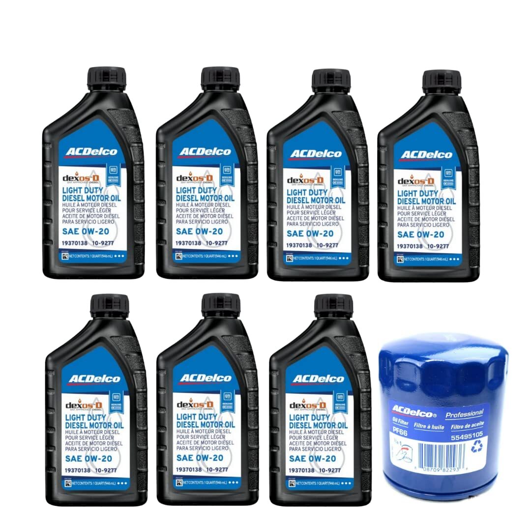ACDelco DexosD Oil 0W-20 Diesel Engine Oil 19370138, 10-9277 PF66 Oil Filter