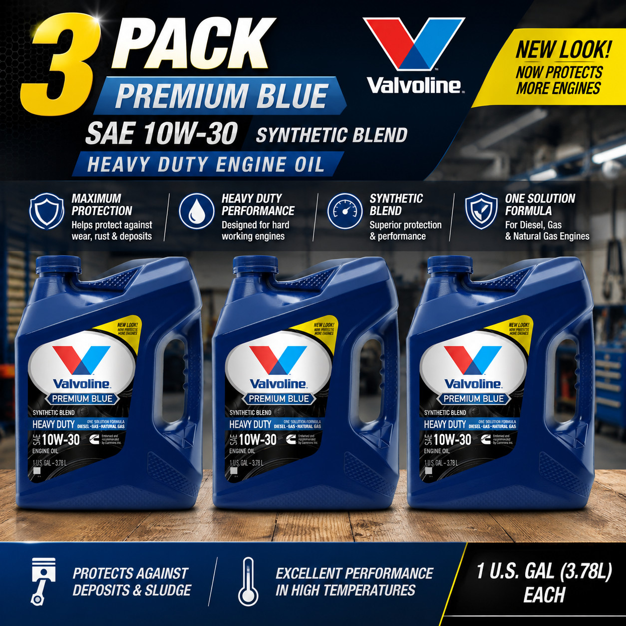 VALVOLINE 818289Premium Blue One Solution GEN2 Synthetic Blend SAE 10W-30