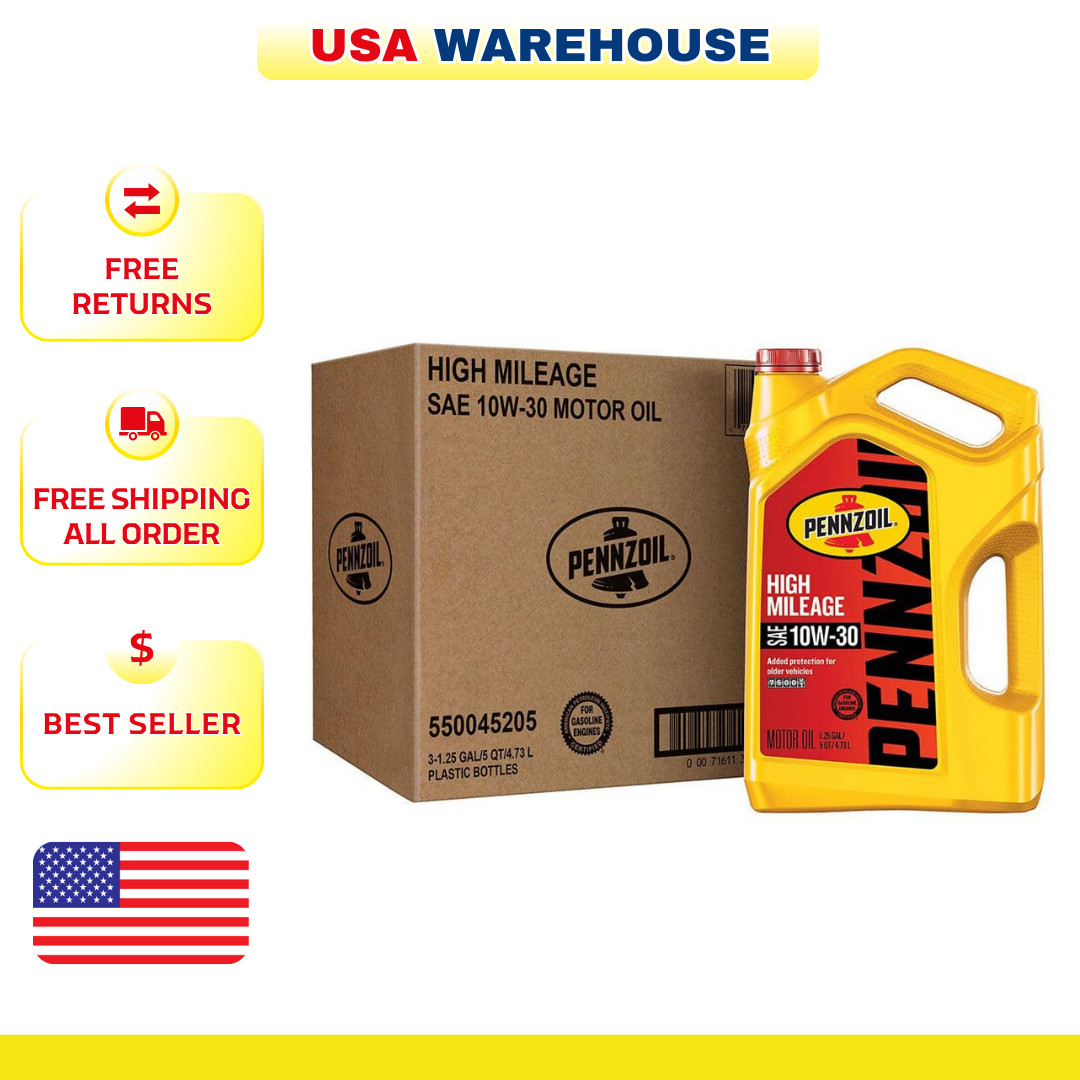 Pennzoil High Mileage Motor Oil 10W-30 Synthetic Blend 5 Qt Engine Protection