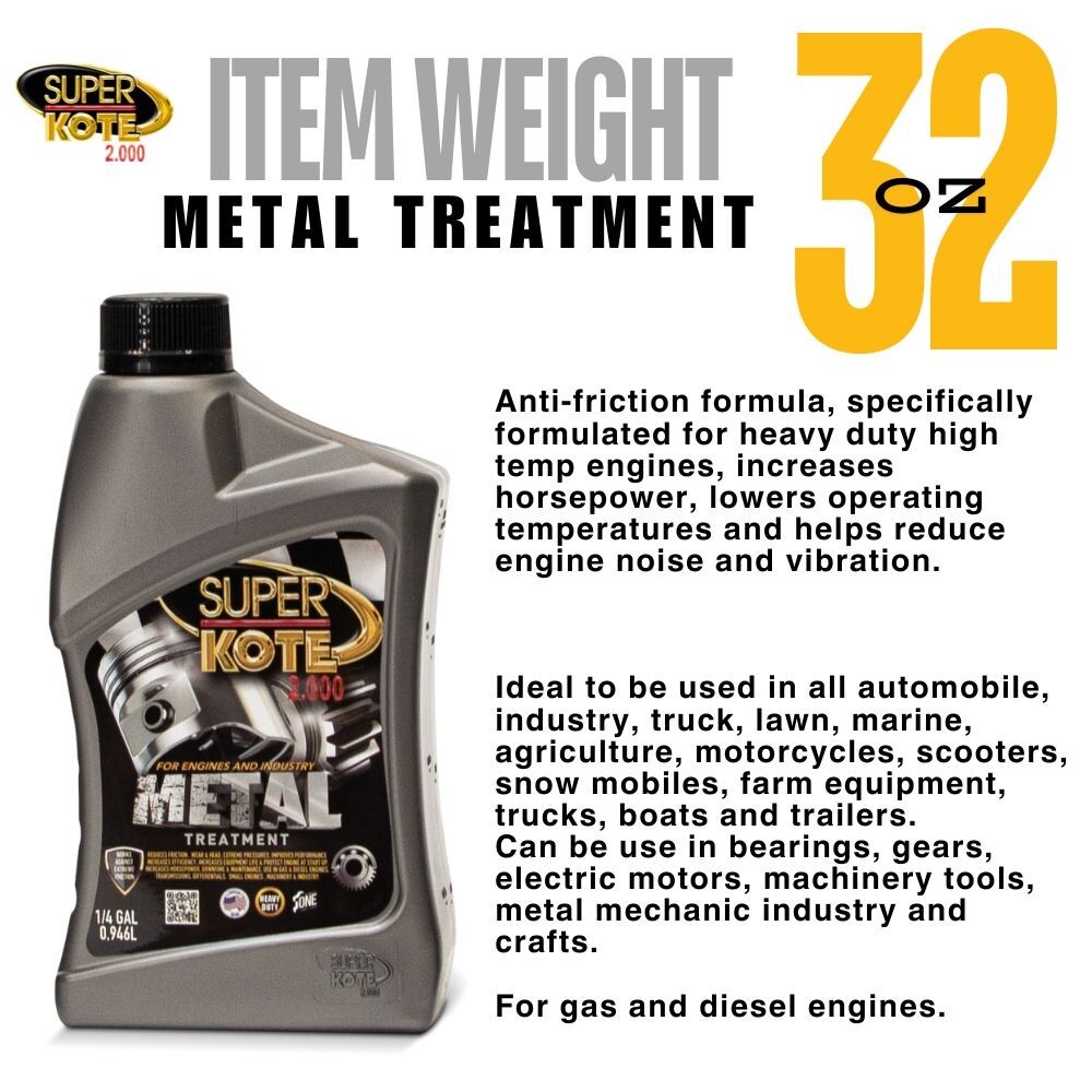 SUPERKOTE 2000 Super Lubricant Heavy Duty Anti Friction Engine Treatment 1Q