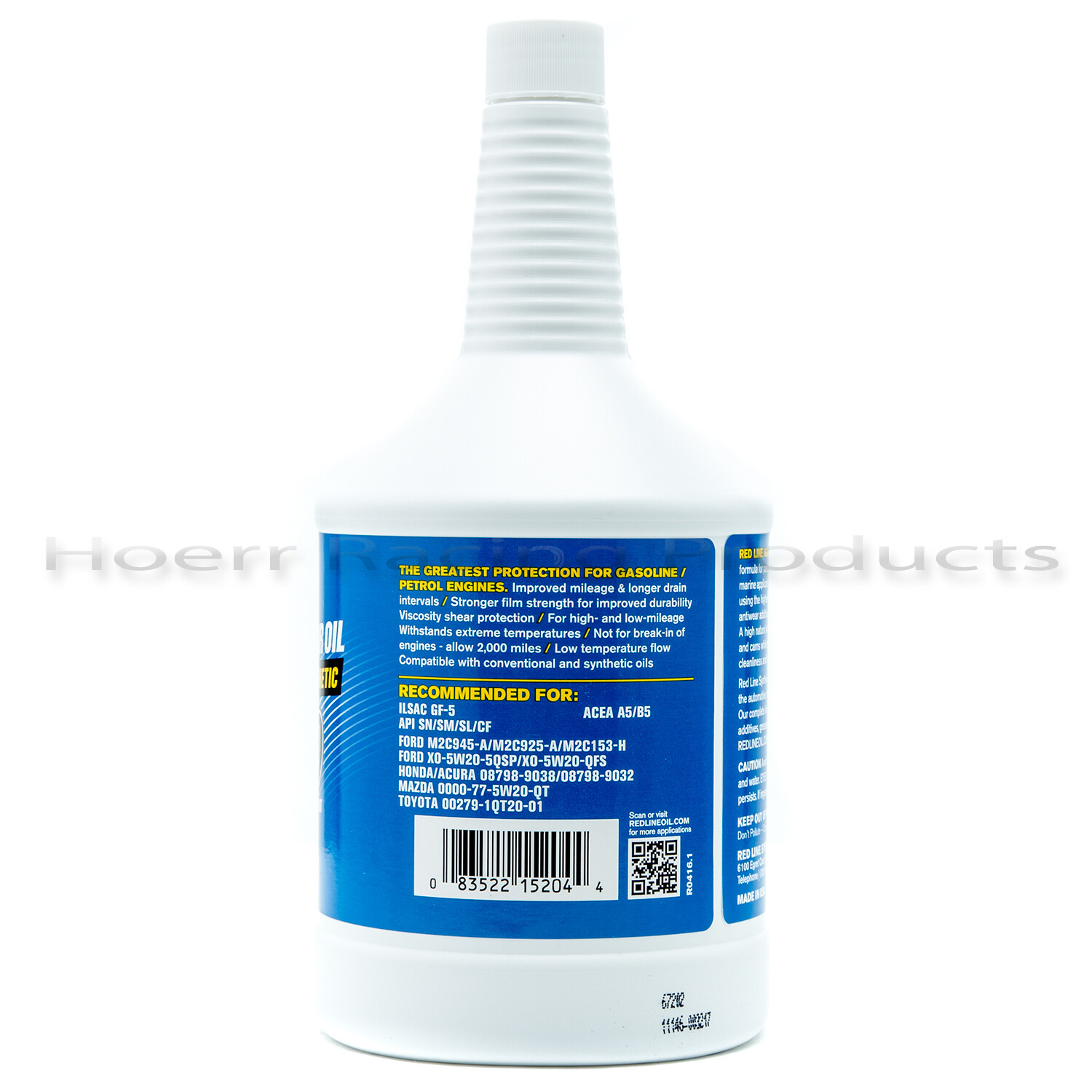 Red Line 5W20 Synthetic Motor Oil RED-15204 6 Quarts
