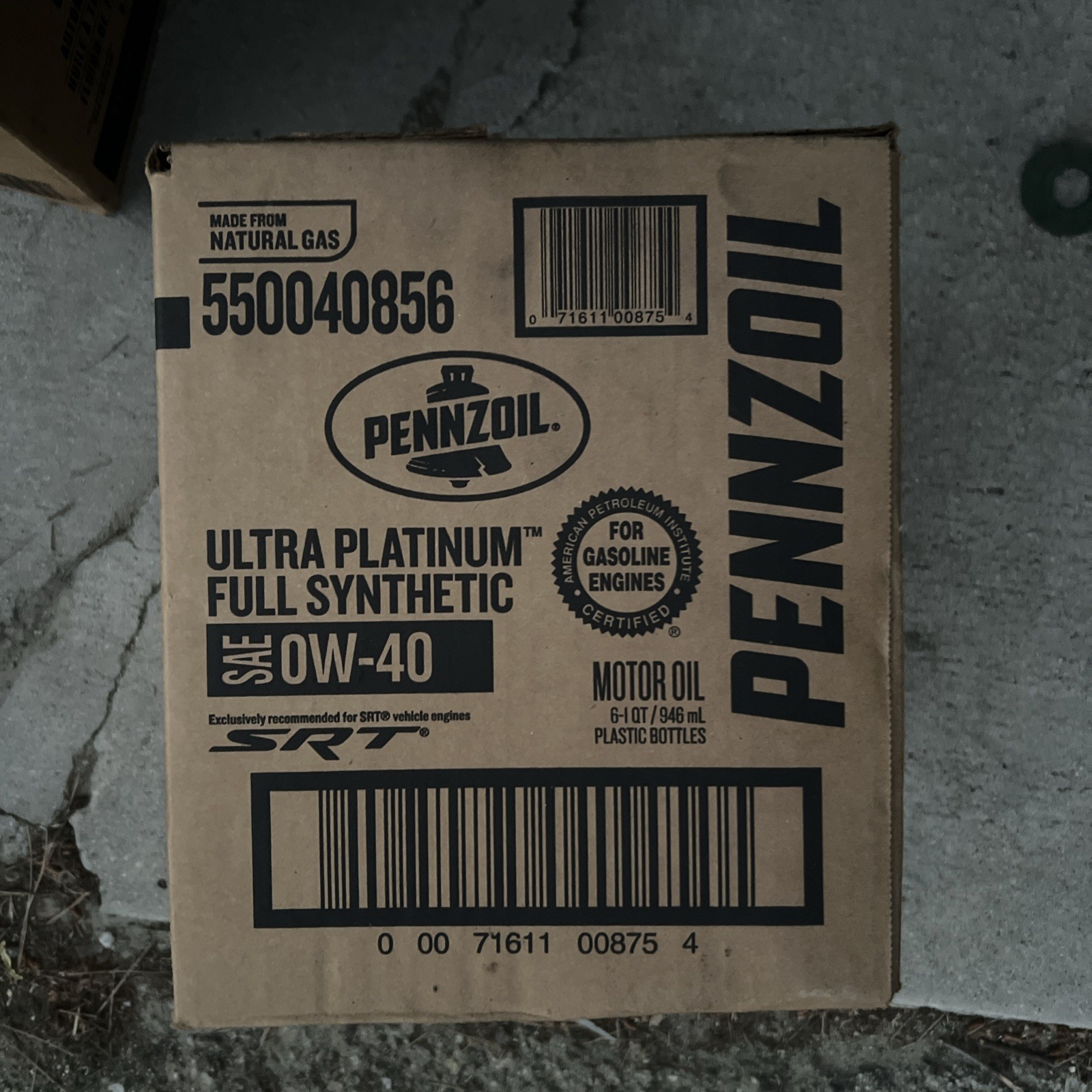 Pennzoil Ultra Platinum Full Synthetic Motor Oil 0W-40, 1 Quart, 6 Pack SRT