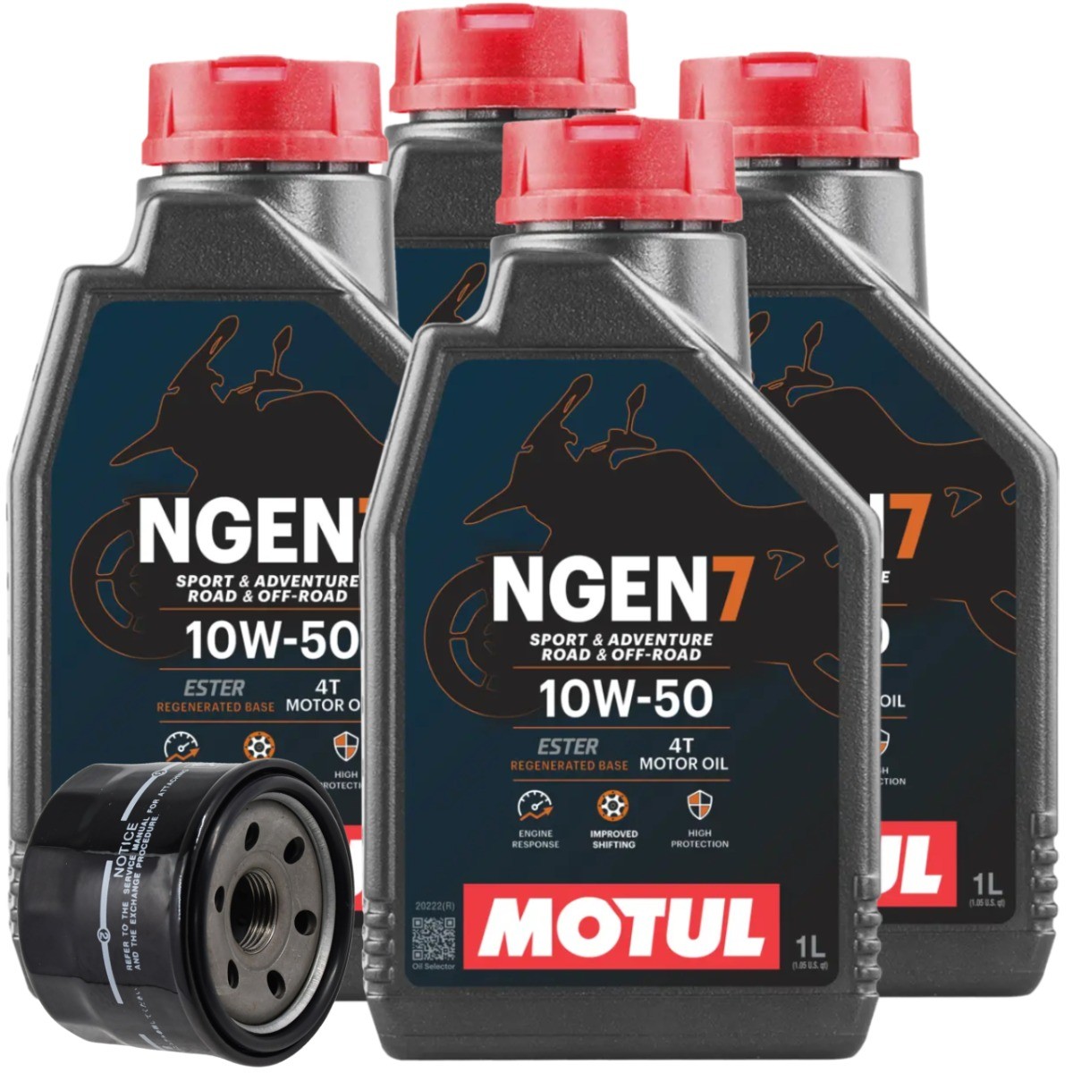 Maintenance Kit 4L Motul NGEN7 10W50 for Triumph Speed Triple EFI 885 1997-1999