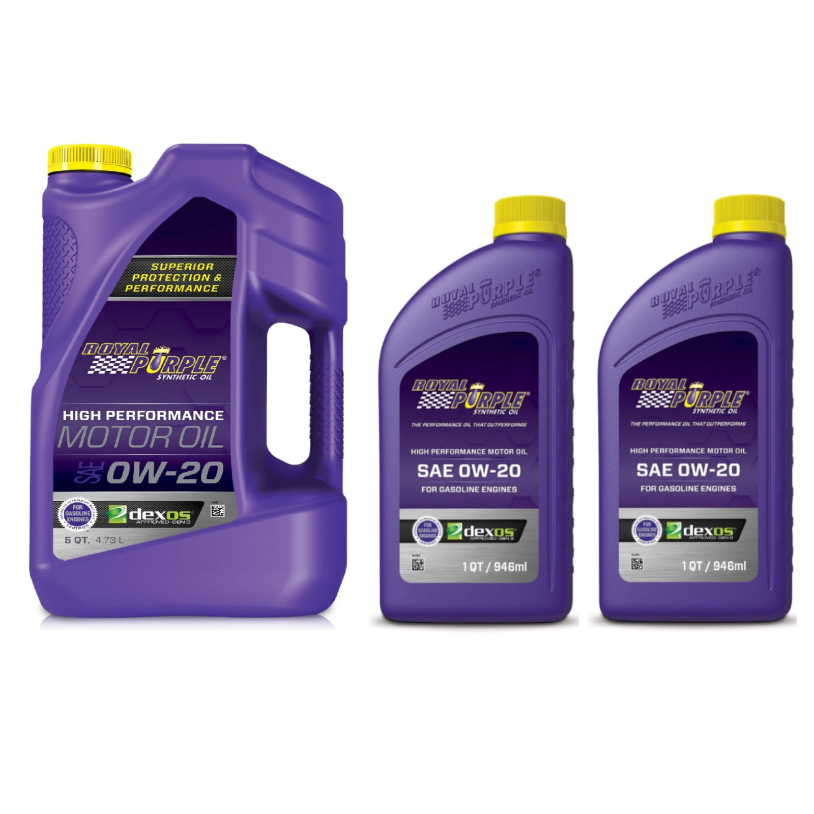 Royal Purple Multi-Grade SAE 0W-20 Performance Motor Oil 5 Qt Jug & 2 Qt Bottles