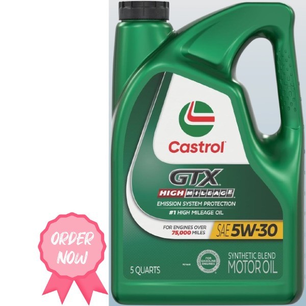 Castrol GTX High Mileage 5W-30 Synthetic Blend Motor Oil, 5 Quarts new