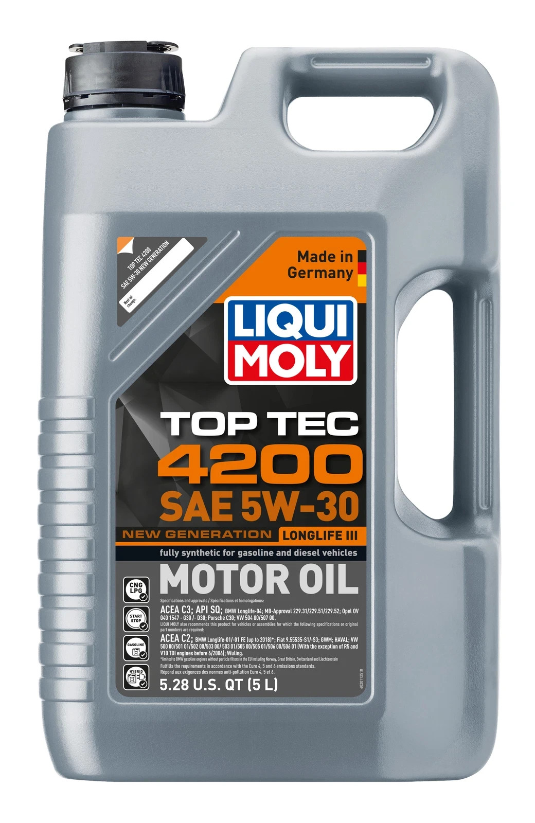 2 PACK : 5L Liqui Moly 5W-30 Top Tec 4200 Synthetic Engine Oil-
