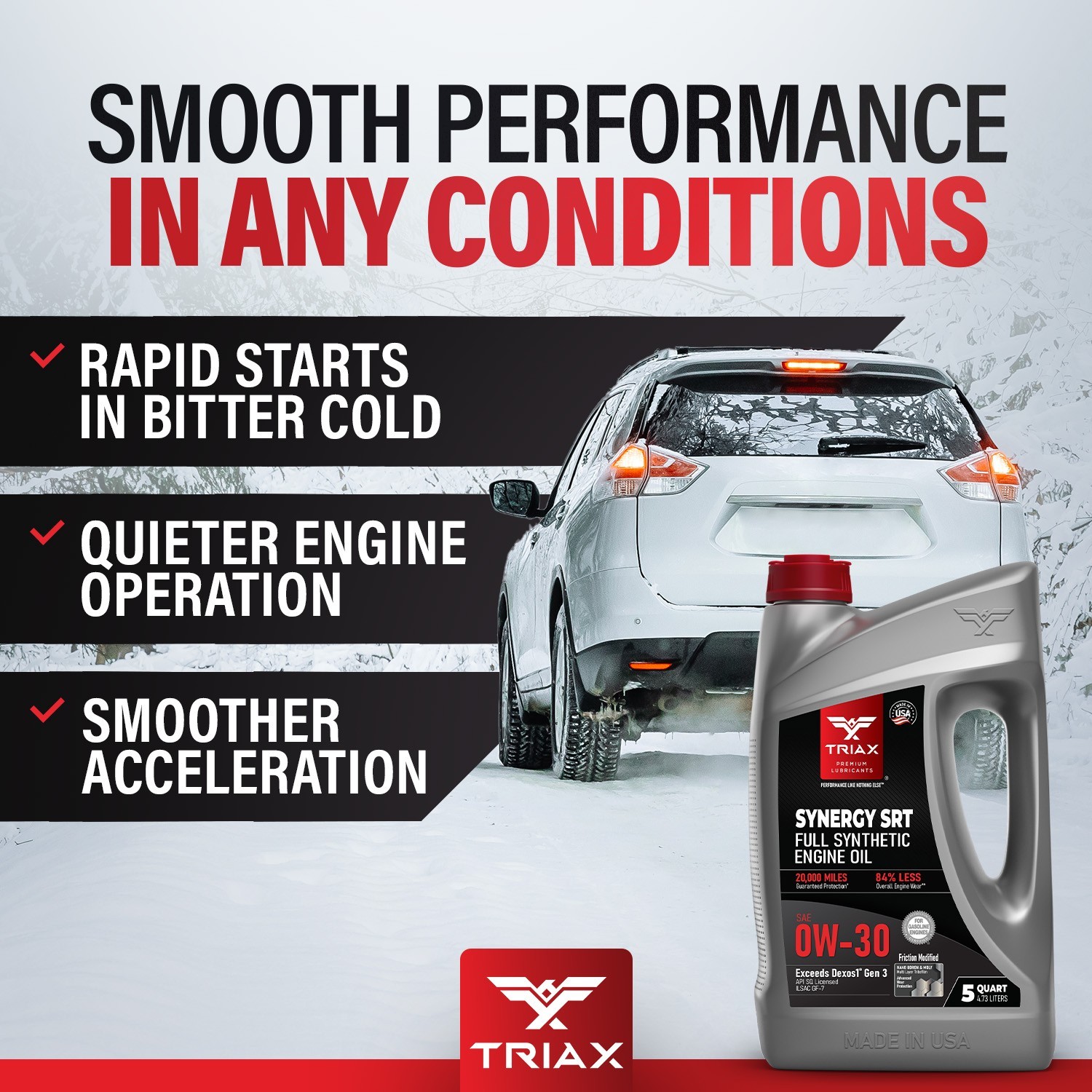 TRIAX Synergy SRT 0W-30 Full Synthetic PAO and Ester Engine Oil (5 Quart Jug)