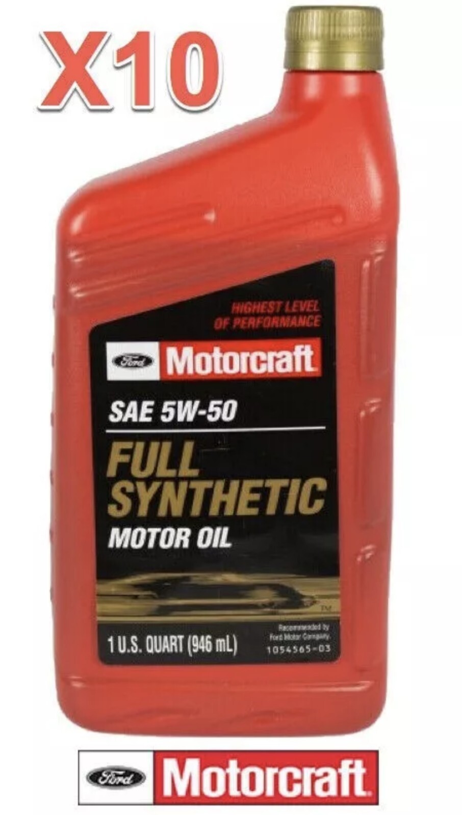 10 Quarts Motor Oil OEM FORD MOTORCRAFT Full Synthetic SAE 5W-50