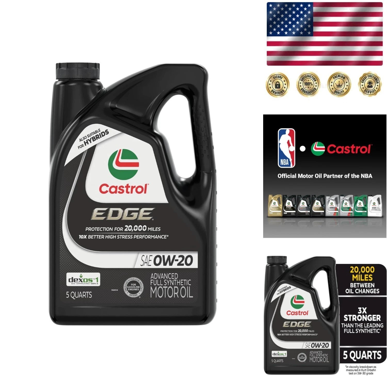 5 Quarts of EDGE 0W-20 Full Synthetic Motor Oil for Enhanced Engine Performance