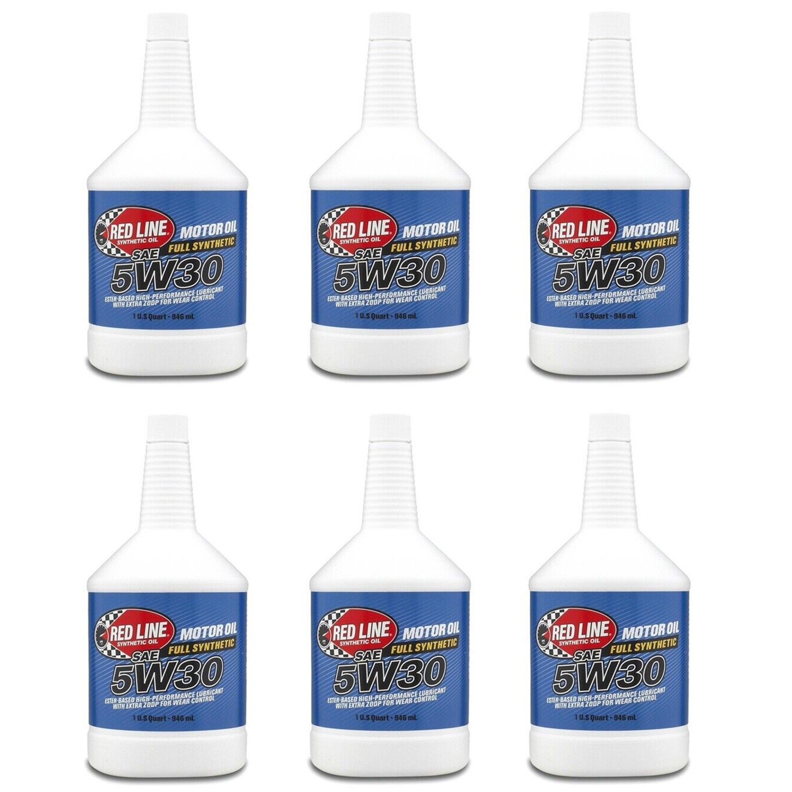 Red Line Oil 15304 Set of 6 Full Synthetic 5W30 Motor Oil Bottles, 1 Quart