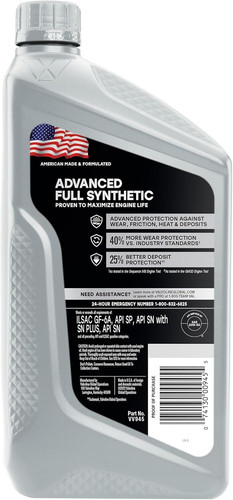 Valvoline Advanced Full Synthetic SAE 20W-50 Motor Oil 1 QT 1 QT, Gold