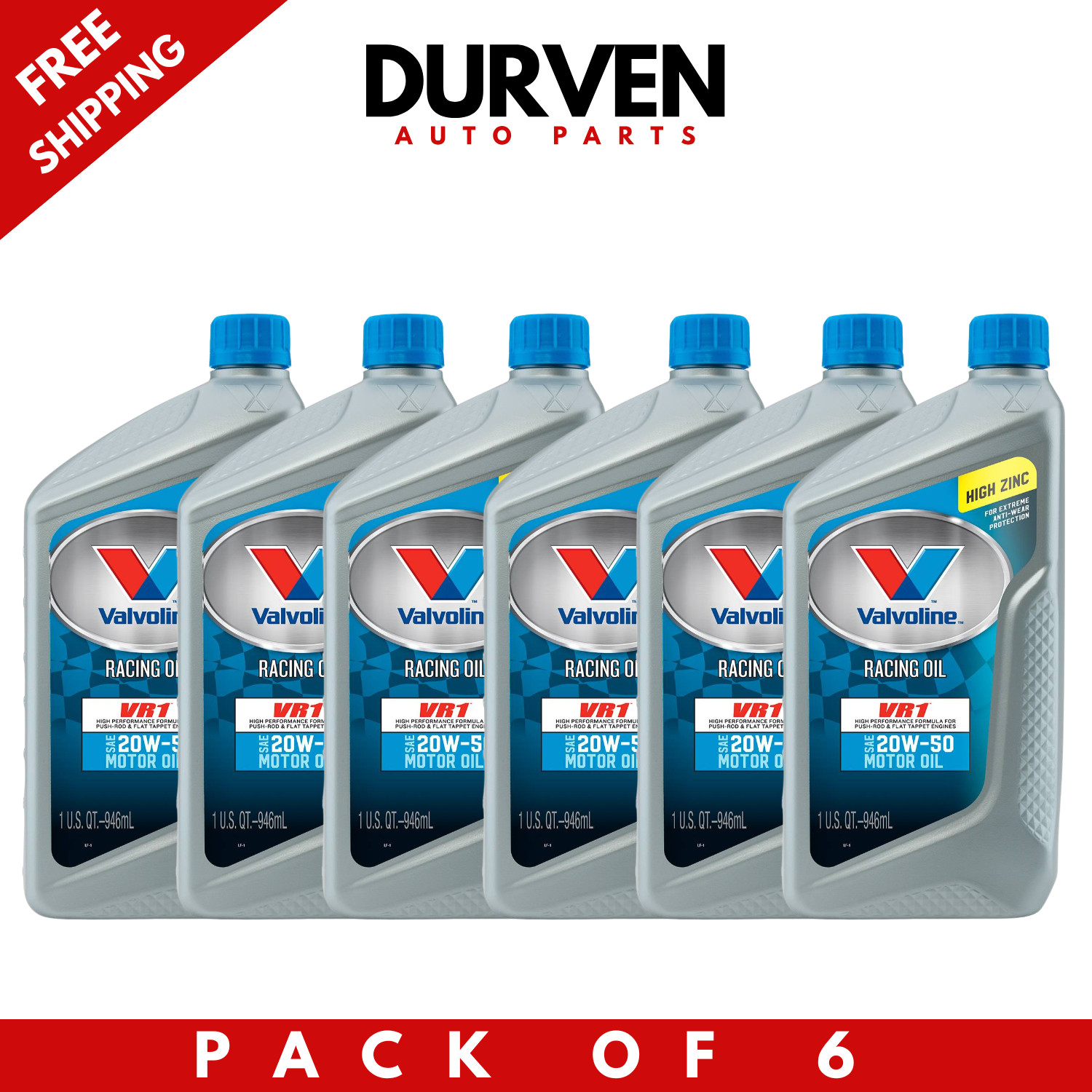 Valvoline VR1 Racing SAE 20W-50 High Performance High Zinc Motor Oil (6 Quarts)