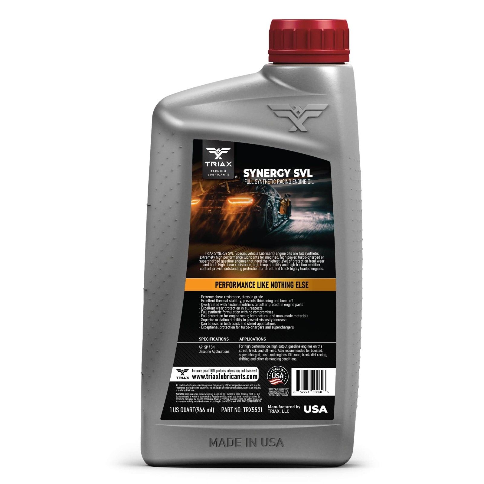 TRIAX Synergy SVL 10W-60 Racing Grade Full Synthetic Engine Oil (1 qt – 6 pack)