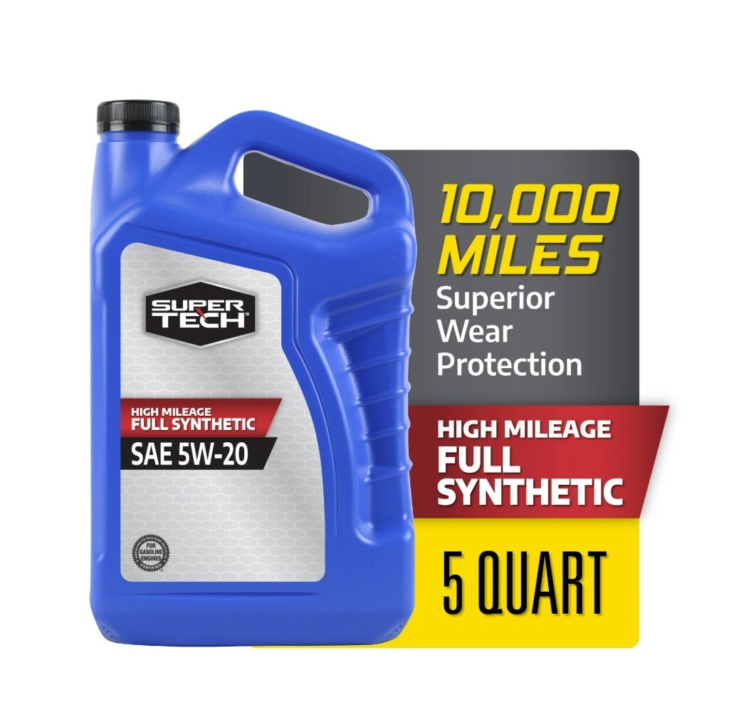 Super Tech High Mileage Full Synthetic SAE 5W-20 Motor Oil, 5 Quarts