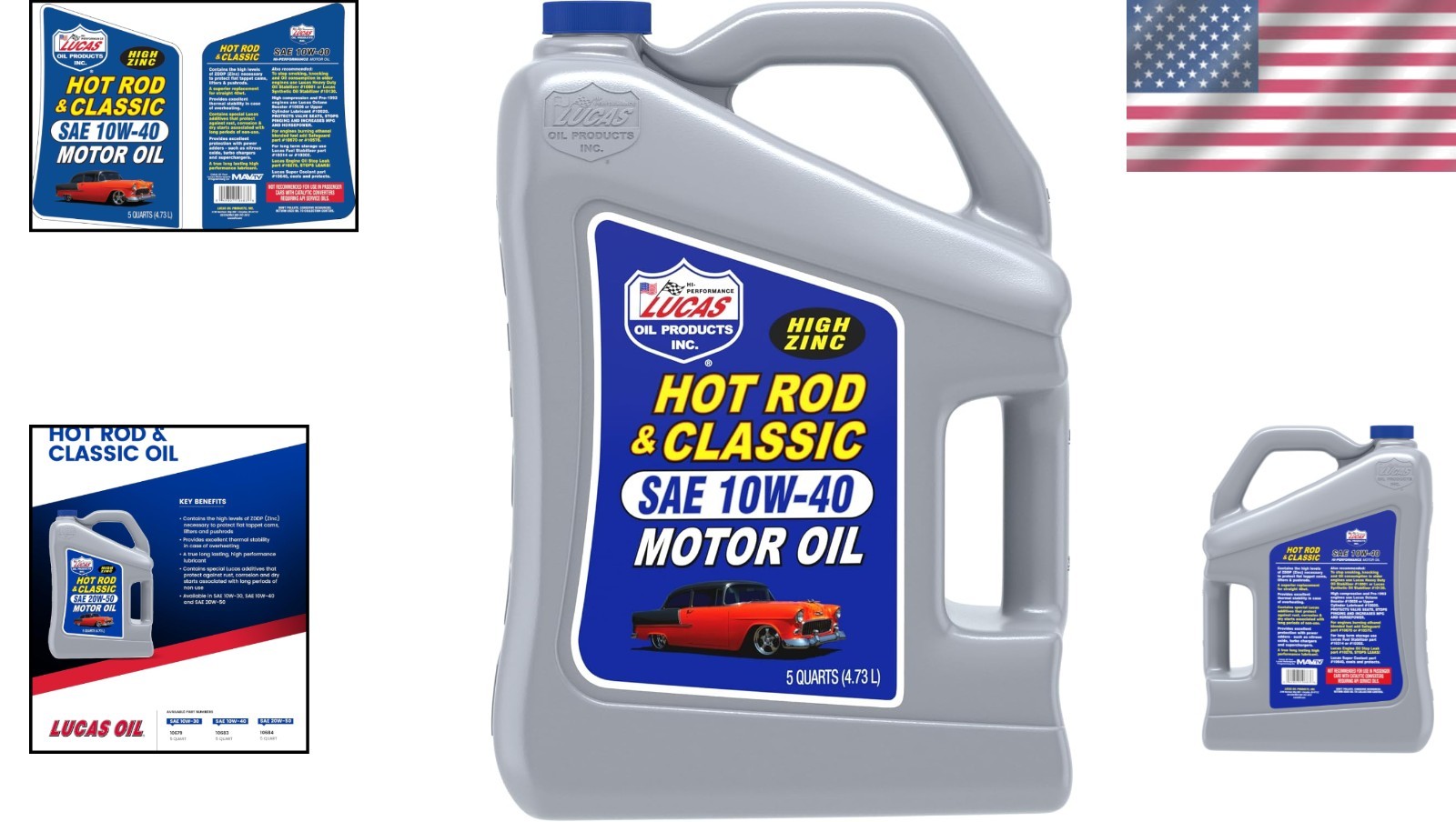 Hot Rod & Classic Car SAE 10W-40 Motor Oil – 5 Quart – Black