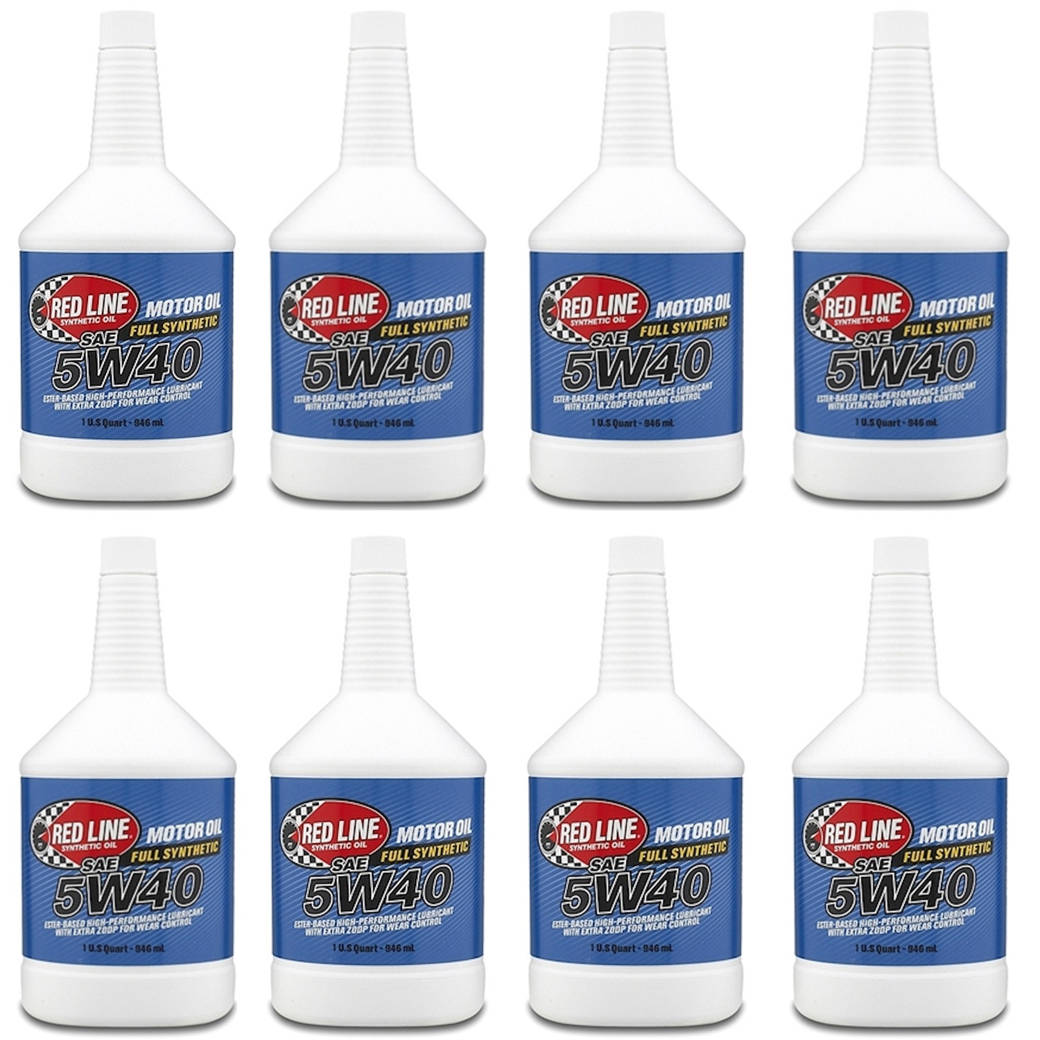 Red Line Oil 15404 Set of 8 Full Synthetic Ester Formula 5W40 Motor Oil, 1 Quart