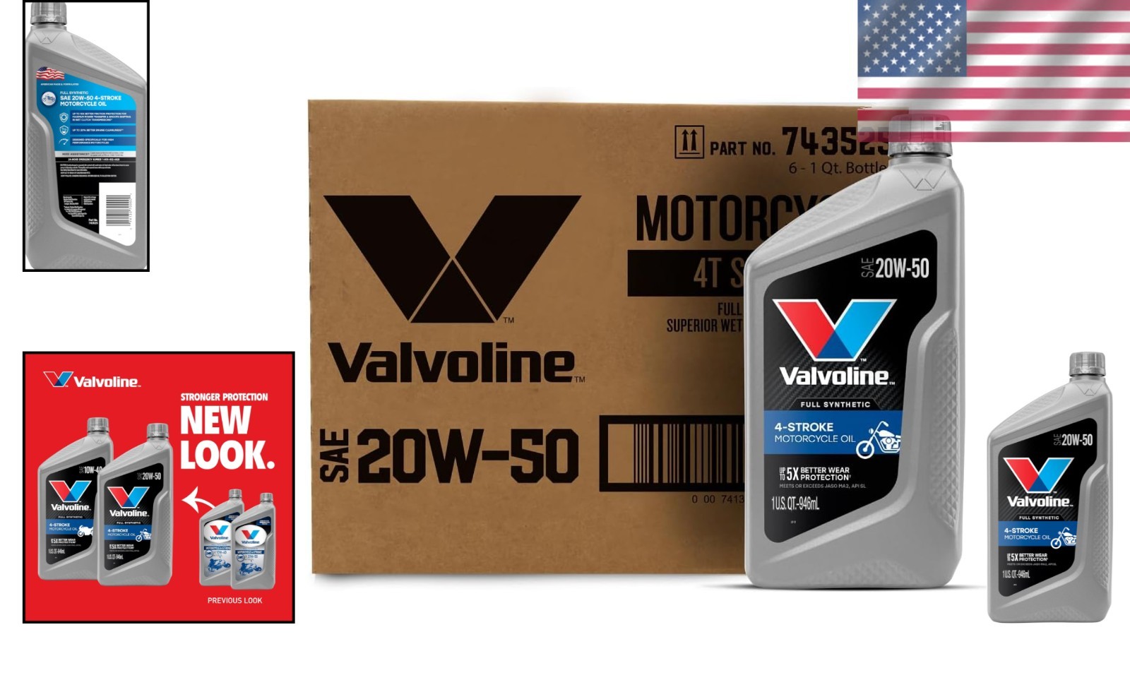 Maximized Performance 4-Stroke Full Synthetic Motor Oil 20W-50, 1 QT x 6 Bottles