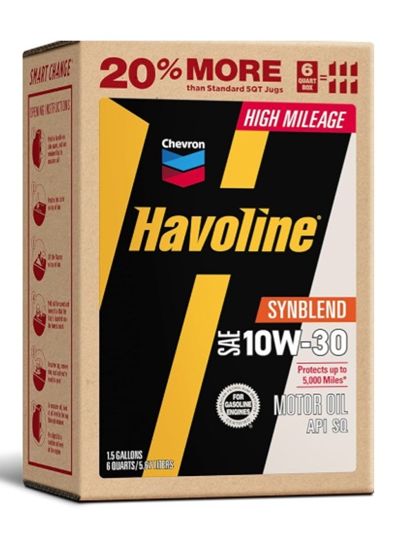 Chevron Havoline 10W-30 SynBlend Motor OIl, 1 – 6 Gallon PitPack Box | 224103