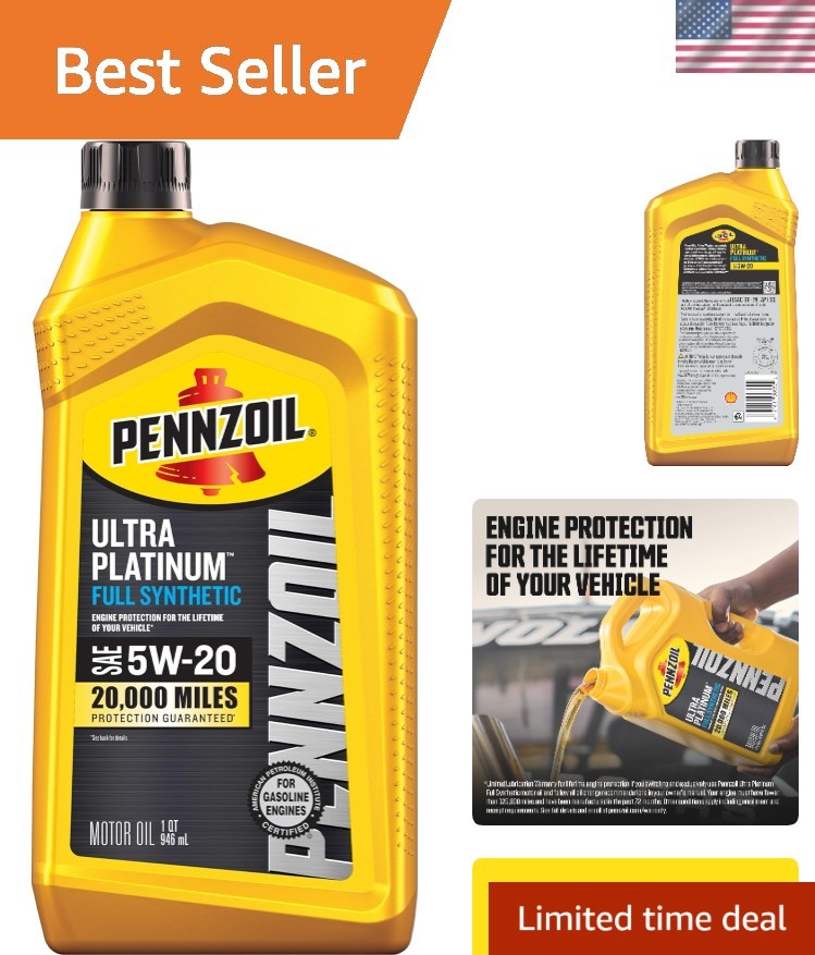 Pennzoil Ultra Platinum 5W-20 Full Synthetic Motor Oil – 1 Quart Protection