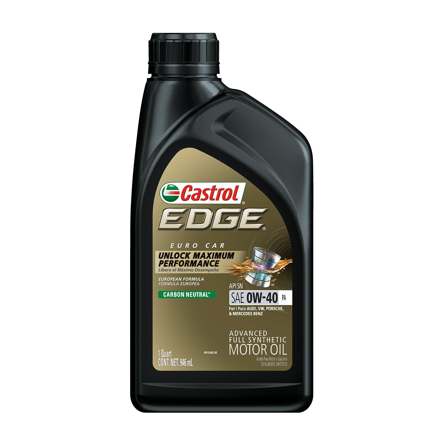 Castrol EDGE Euro Car 0W-40 PA Full Synthetic Motor Oil, Case of 6-1 Qt Bottles