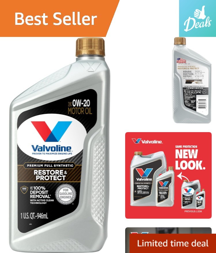 1 Quart of Restore & Protect 0W-20 Full Synthetic Motor Oil for Cars & Trucks