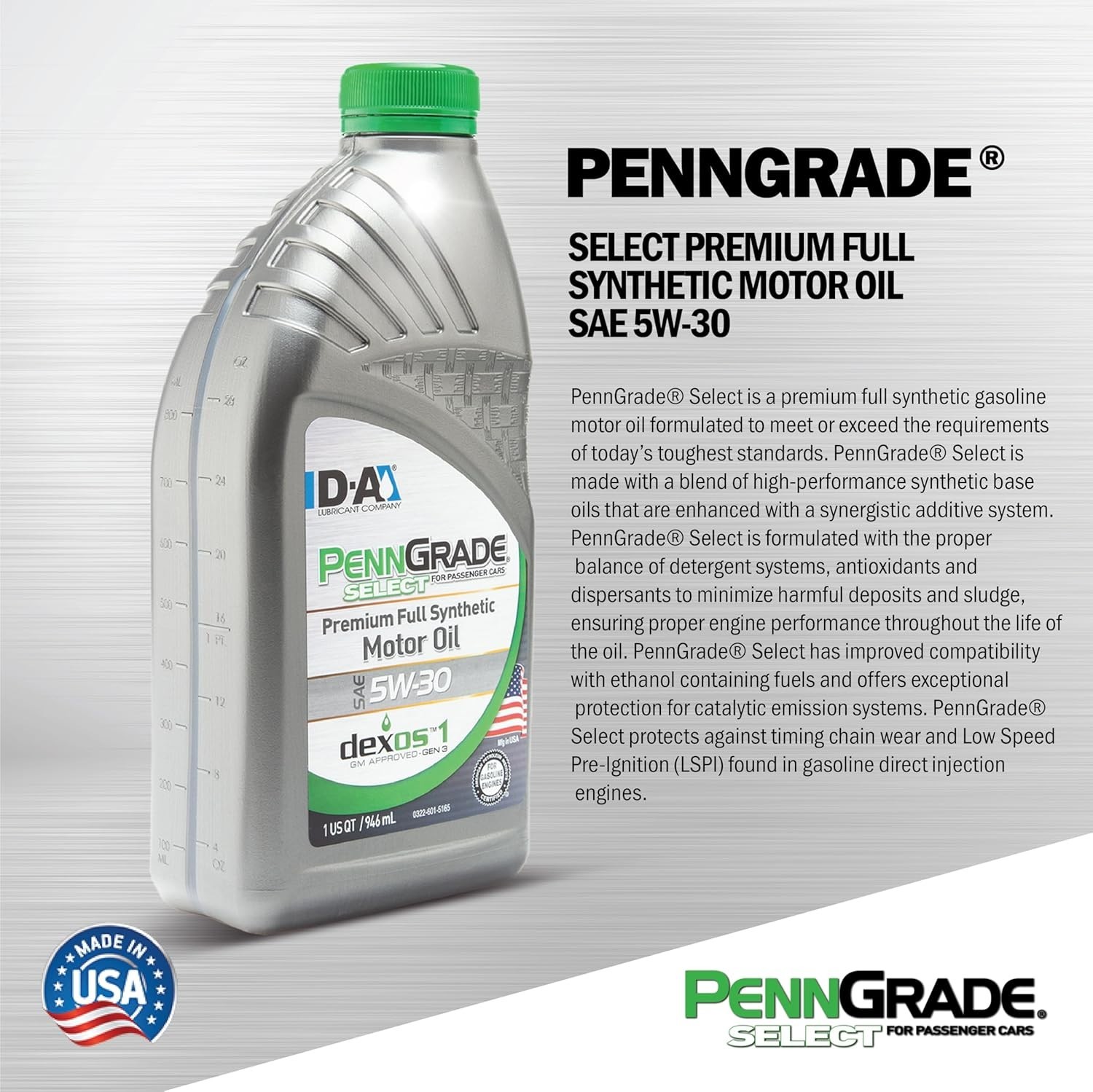 PENN GRADE 61515 | Select Premium Full Synthetic Motor Oil SAE 5W-30 | 6 Gallon