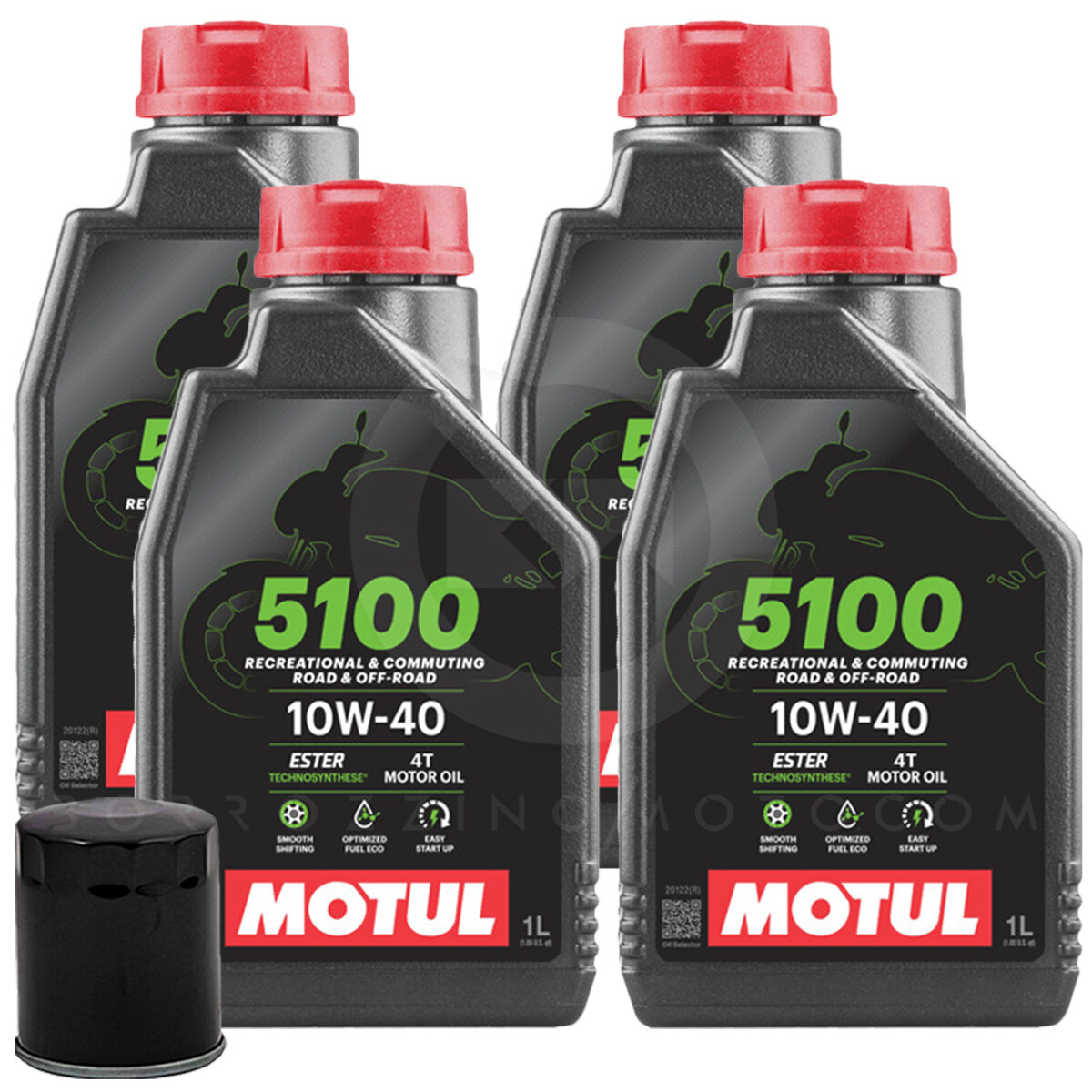 Set 4L Motul 5100 10W40 + Oil Filter Arctic Cat 4X4 Manual 500 2001-2007