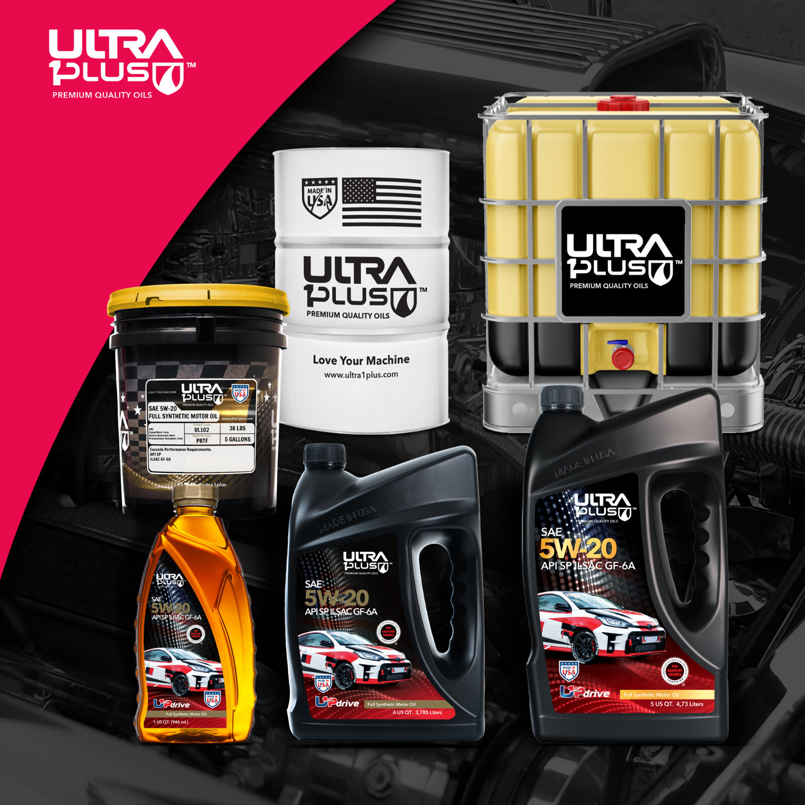 Ultra1Plus SAE 5W-20 Full Synthetic Motor Oil API SP ILSAC GF-6A (2 Gal – 8 QTS)