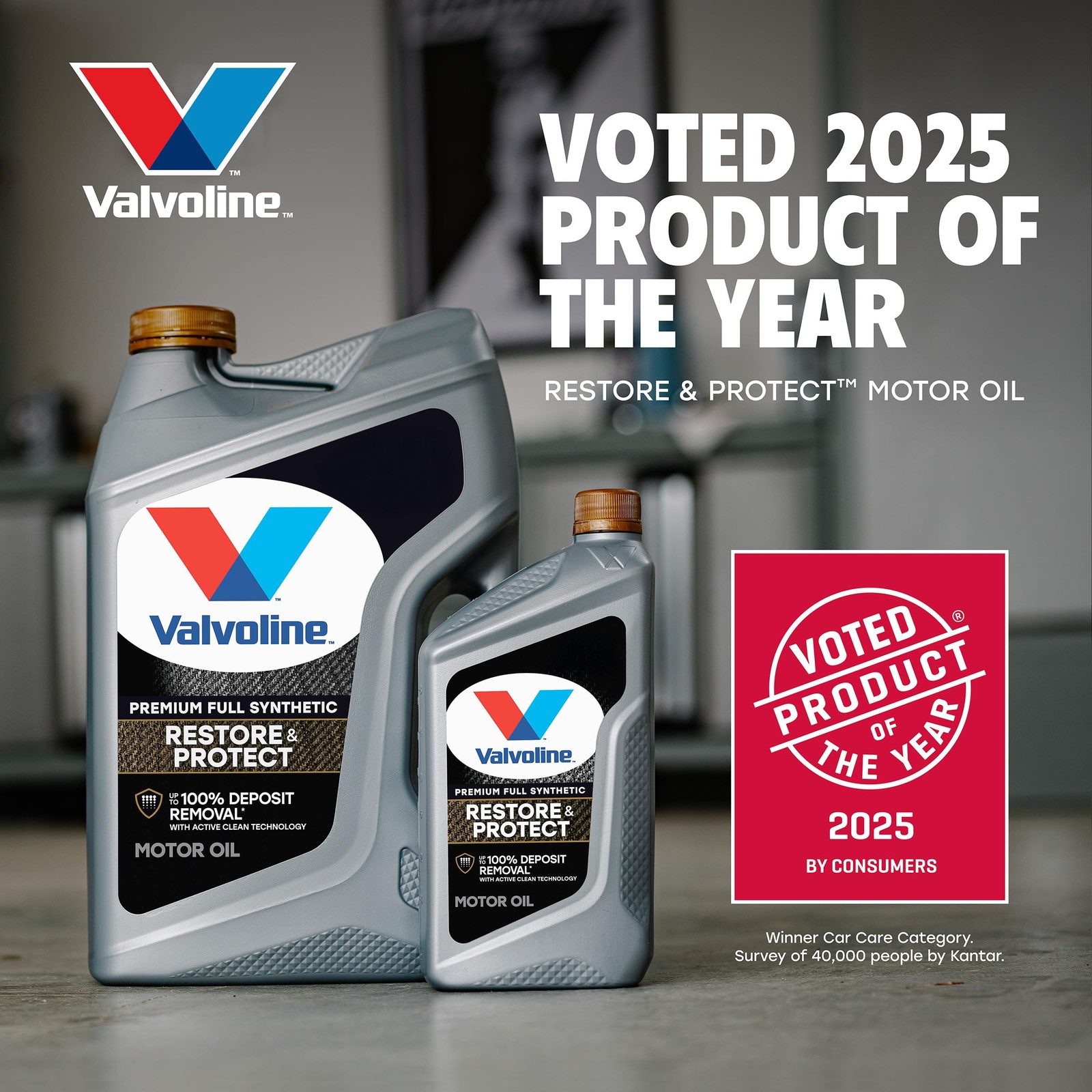 Valvoline Restore & Protect Full Synthetic 5W-20 Motor Oil 1 Quart 1 QT, Gold