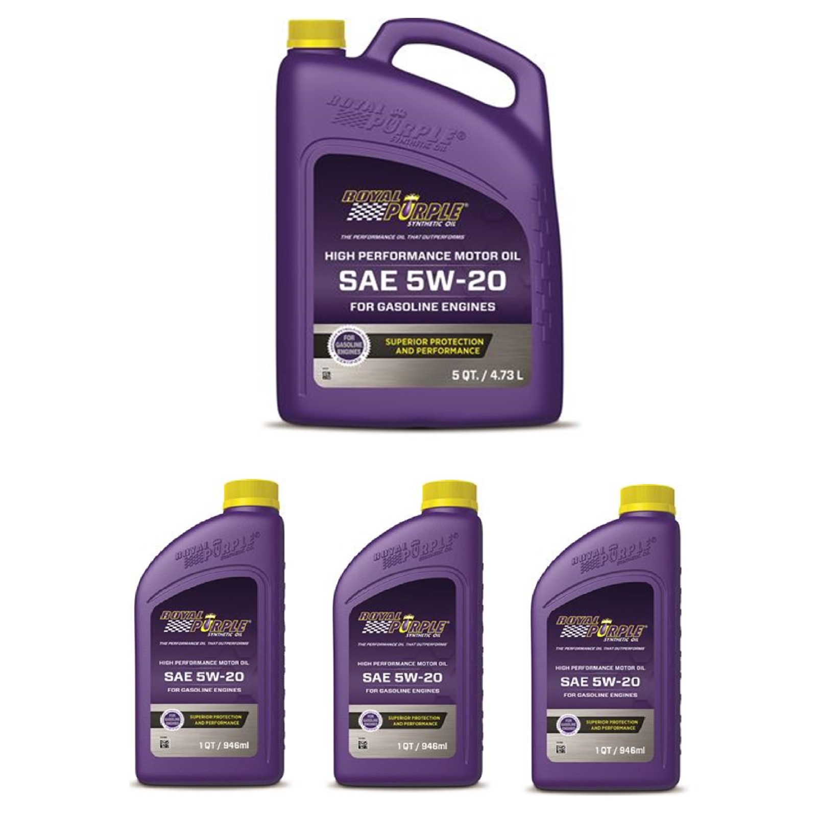 Royal Purple Multi-Grade SAE 5W-20 Performance Motor Oil 5 Qt Jug & 3 Qt Bottles