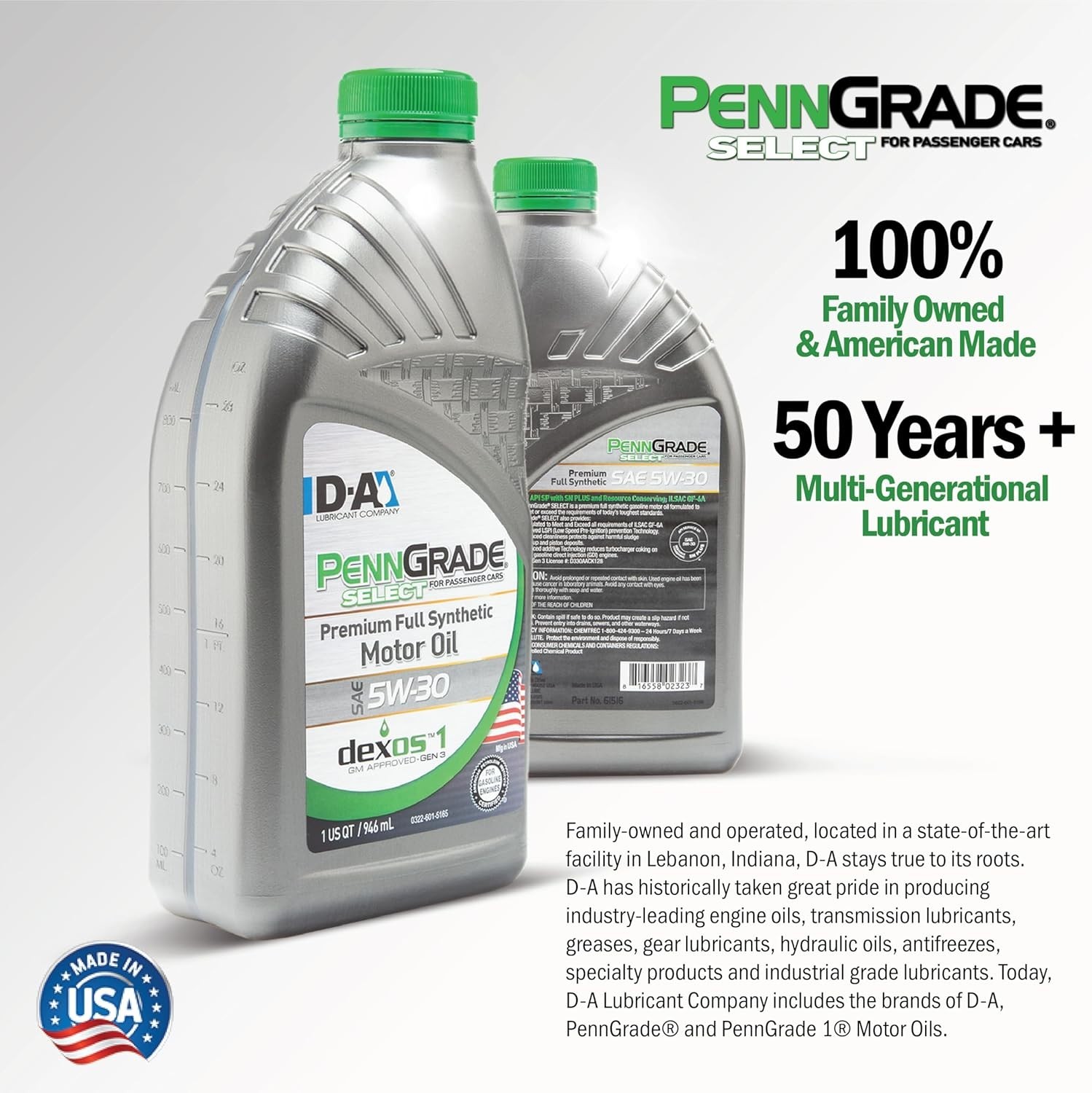 PENN GRADE 61515 | Select Premium Full Synthetic Motor Oil SAE 5W-30 | 6 Gallon