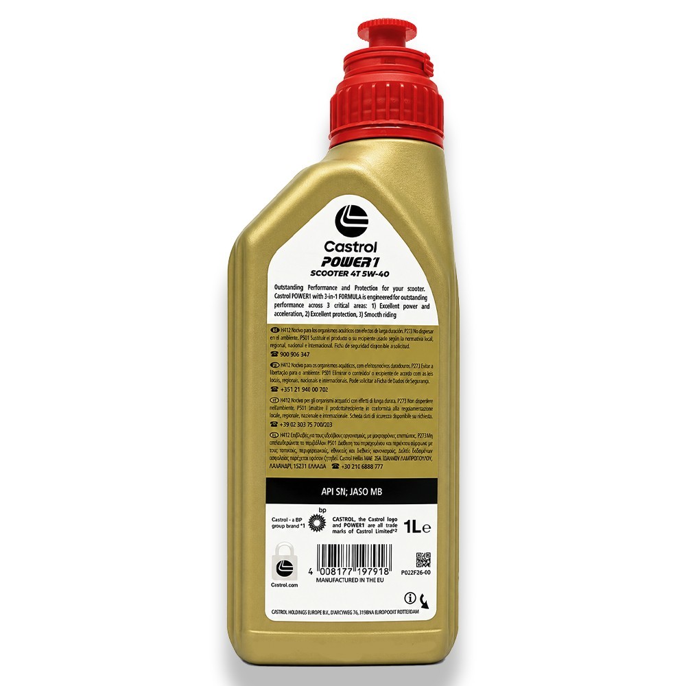 2 LITRES CASTROL OIL 5W 40 POWER 1 ULTIMATE SCOOTER 4 STROKE