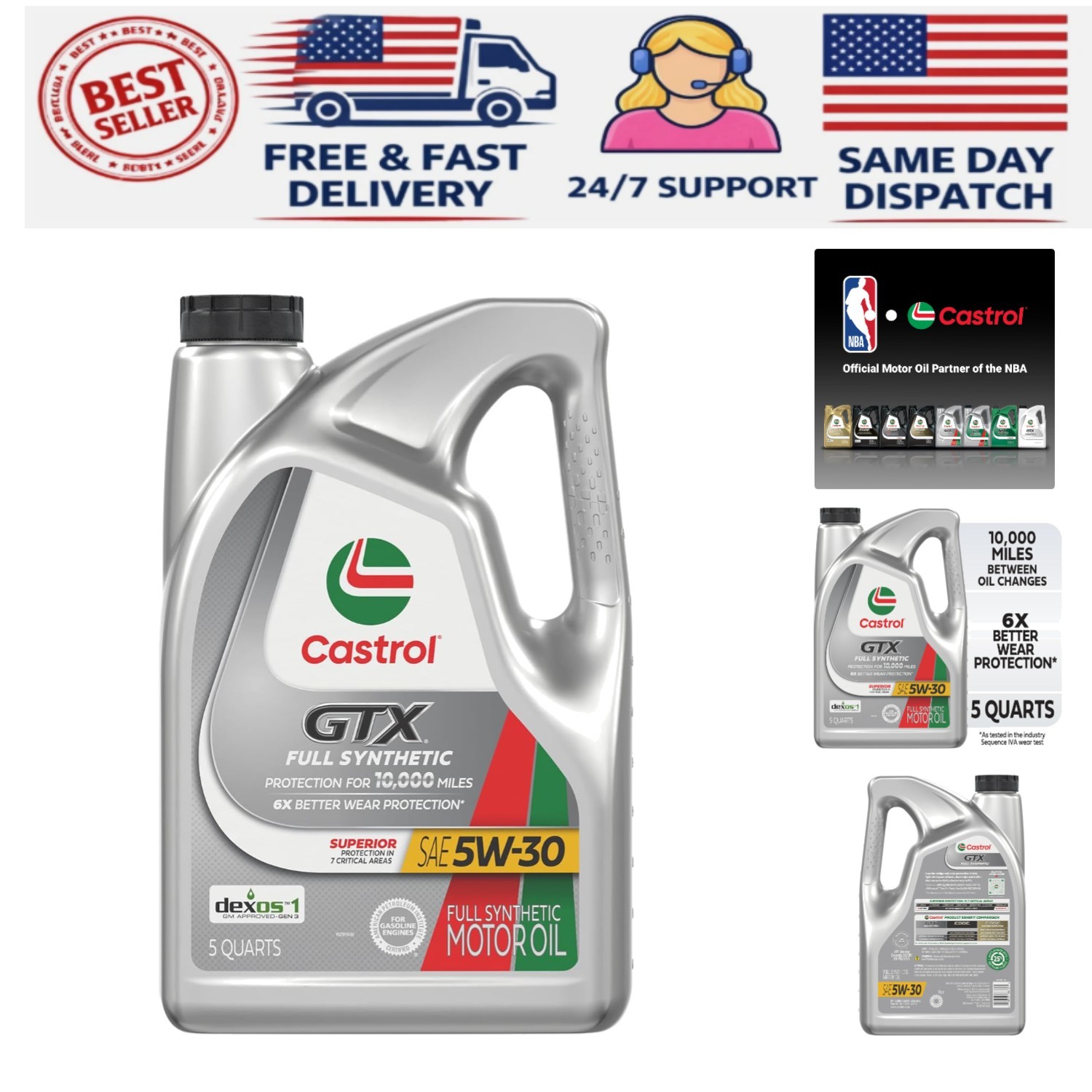 GTX Full Synthetic 5W-30 Motor Oil – 5 Quarts of Superior Engine Protection