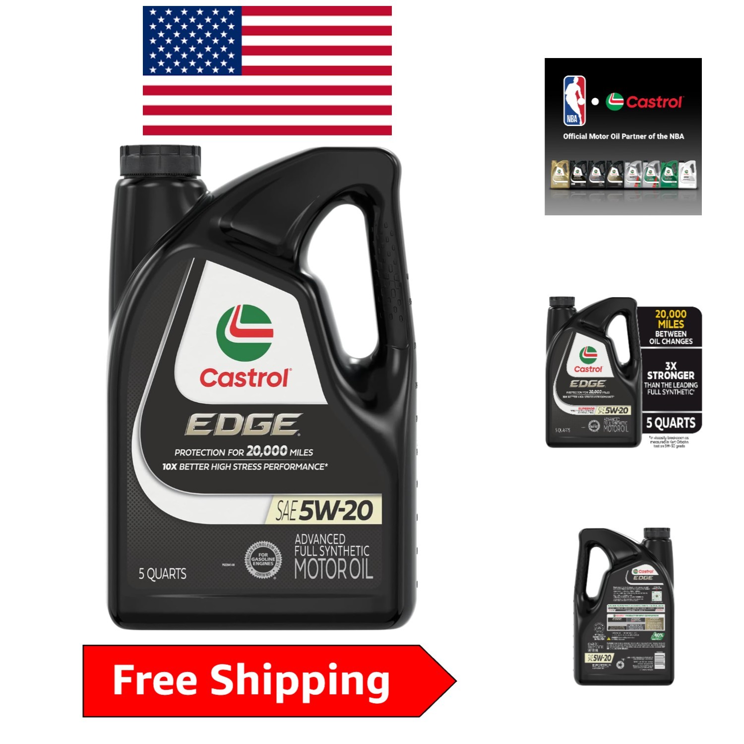 Advanced EDGE 5W-20 Motor Oil, 5 Quarts – 20,000 Miles Oil Change Interval