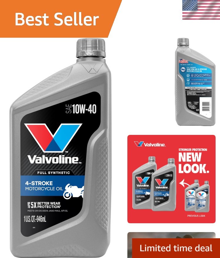 1 Quart Full Synthetic 10W-40 Motor Oil – Ideal for Motorcycles & Scooters