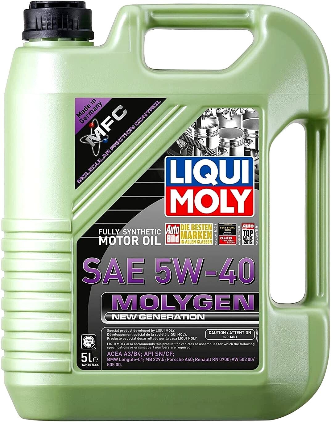 Liqui Moly Molygen SAE 5W-40 Fully Synthetic New Generation Engine Oil, 10 Liter