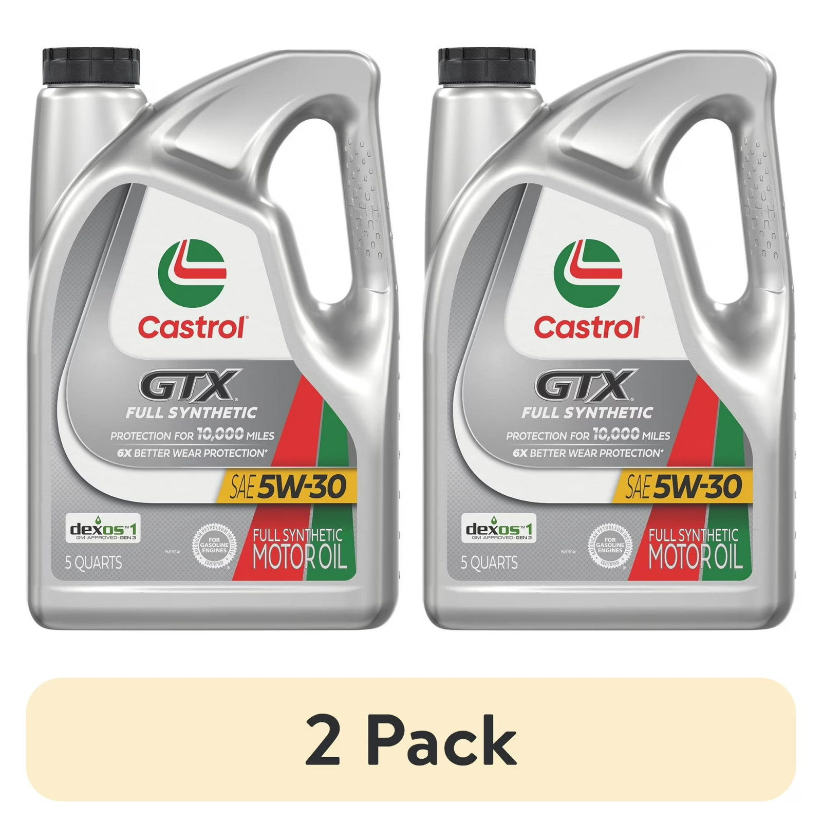 (2 pack) Castrol GTX Full Synthetic 5W-30 Motor Oil, 5 Quarts (RFID)