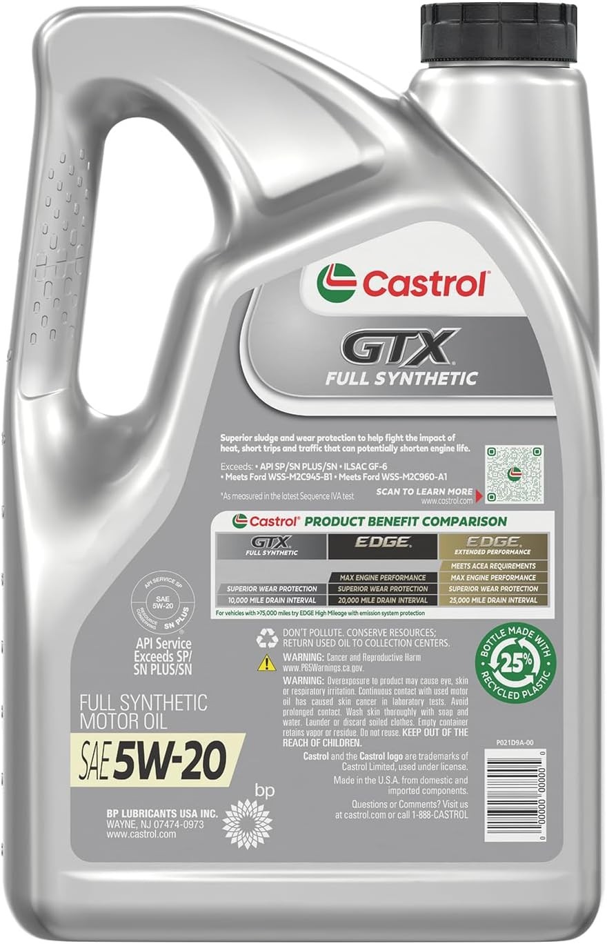 5 Quarts of Full Synthetic 5W-20 Oil – 10,000 Miles Protection & Universal Fit