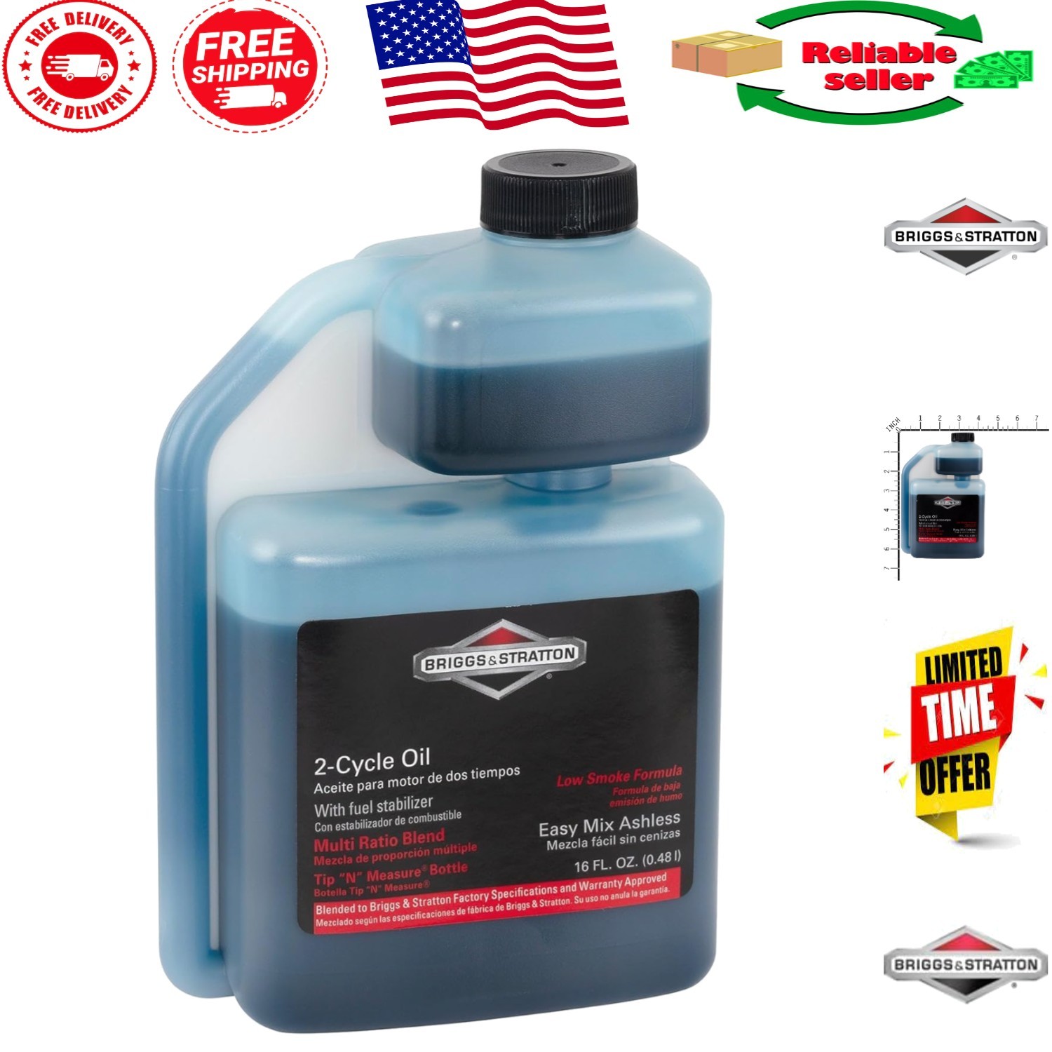 16 oz Ashless 2-Cycle Engine Oil for Lawn Mowers – Prevents Engine Deposits