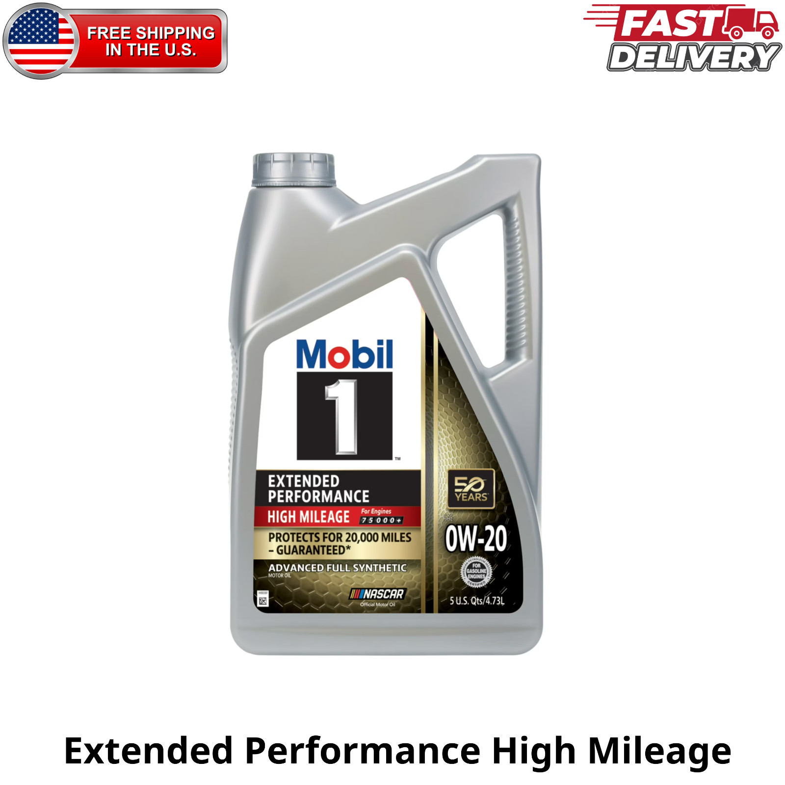 Mobil 1 Extended Performance High Mileage 0W-20 Full Synthetic Motor Oil 5 Qt