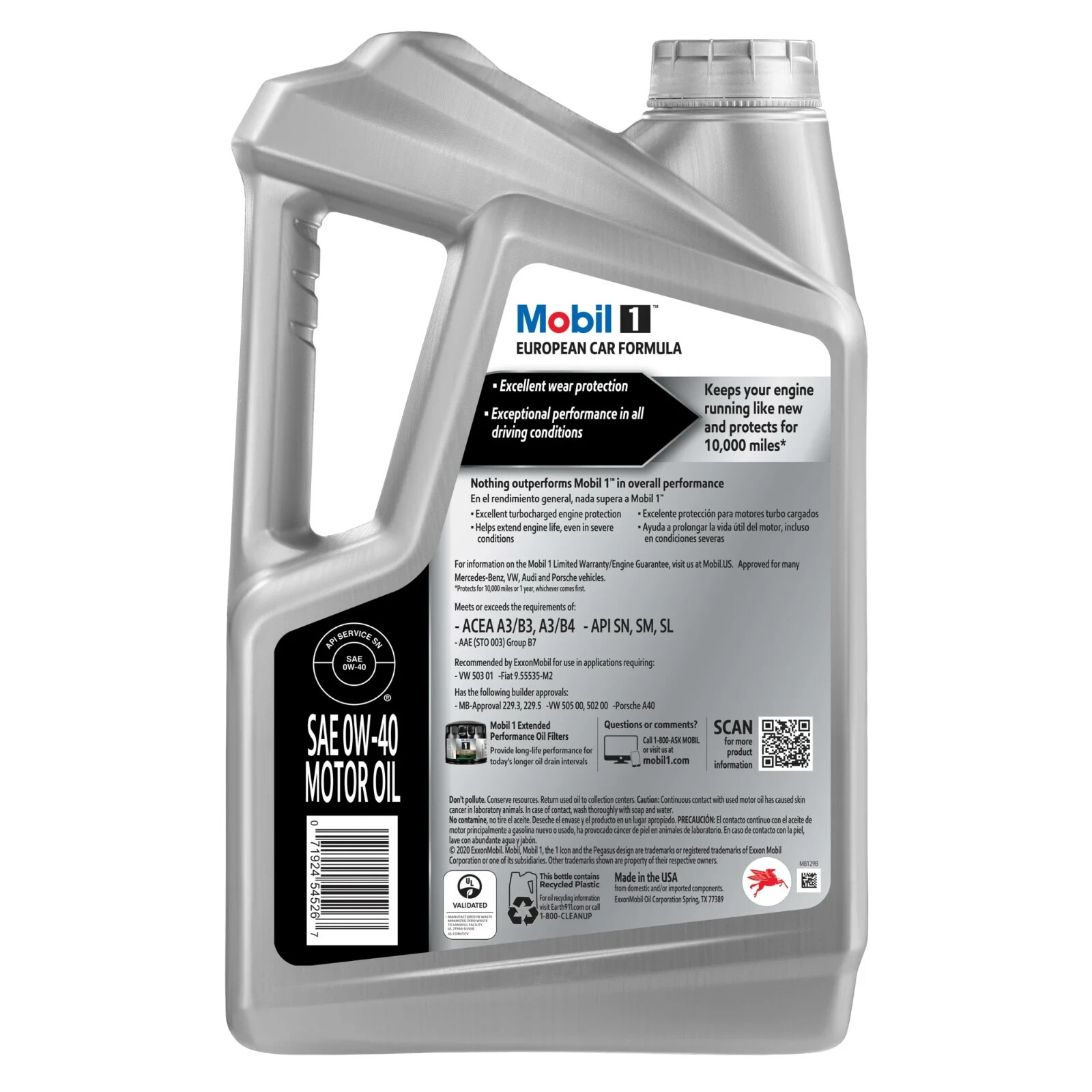 Mobil 1 FS European Car Formula Full Synthetic Motor Oil 0W-40, 5 Qt (Pk of 3)