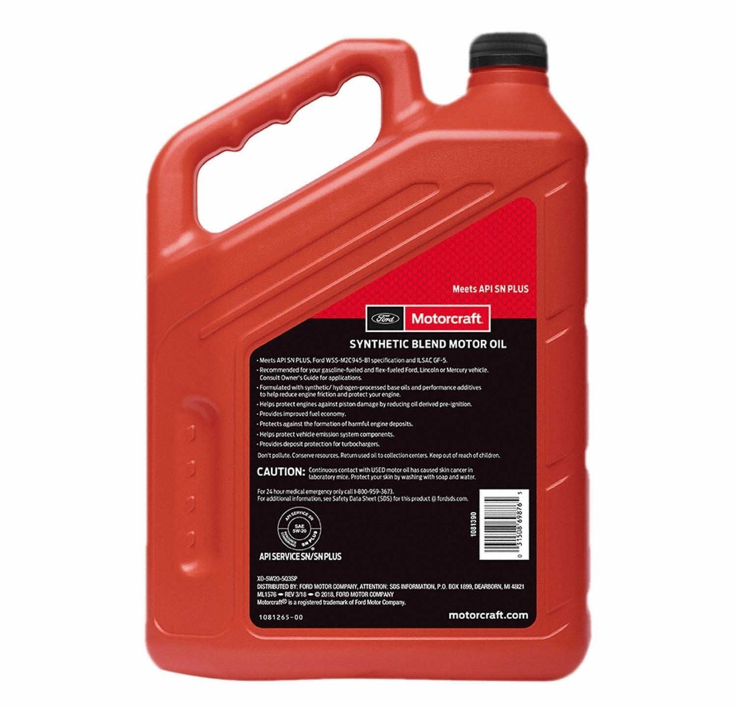SALE- 2 PACK- MOTORCRAFT XO5W205Q3SP Premium Synthetic Blend; SAE 5W-20; 5 Quart